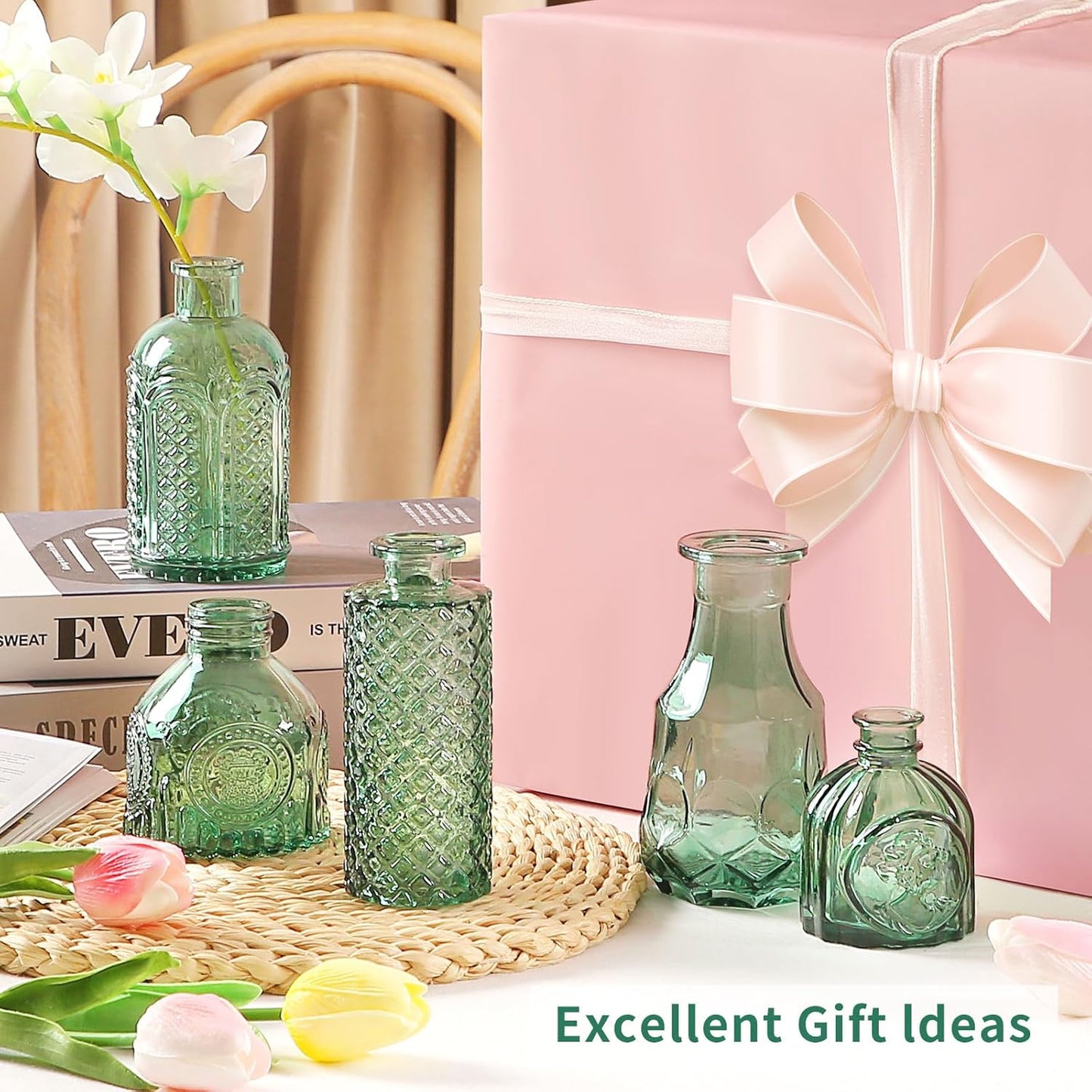 Glass Bud Vases in Bulk Pcs / Dark Green / Set of 30