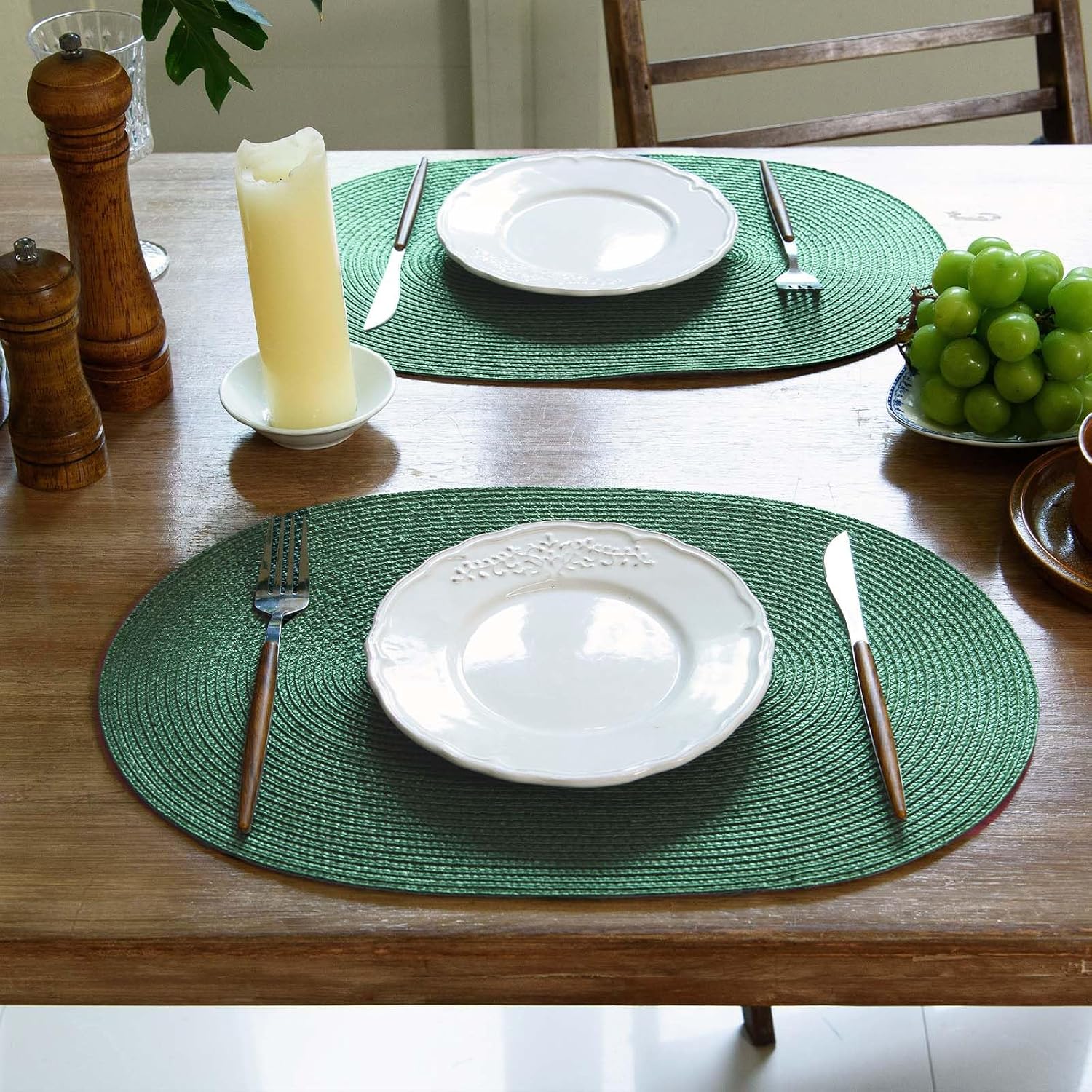 FunWheat Oval Braided Placemats Set of 8 Table Mats for Dining Tables Washable Heat Resistant Place Mats for Indoor