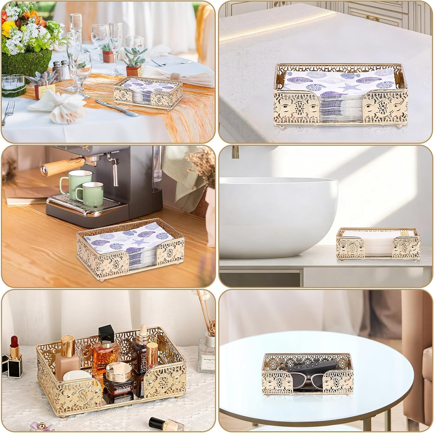 Vintage Paper Towels Napkin Holder / Gold / 9.3 x 5.6 / Inch/guest Towel
