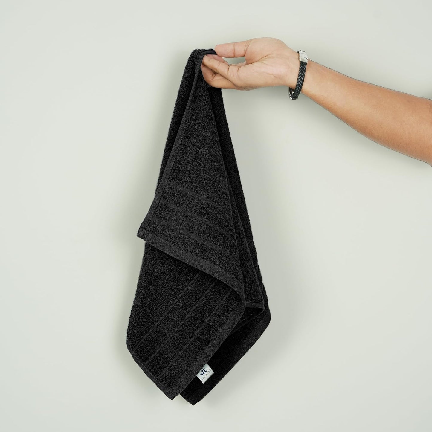 6 Piece Hand Towels Set 16 x 28 Inches, Black | 100% Cotton, Lighter Weight, Quick to Dry, 16 x 28 Inches, Super Soft &