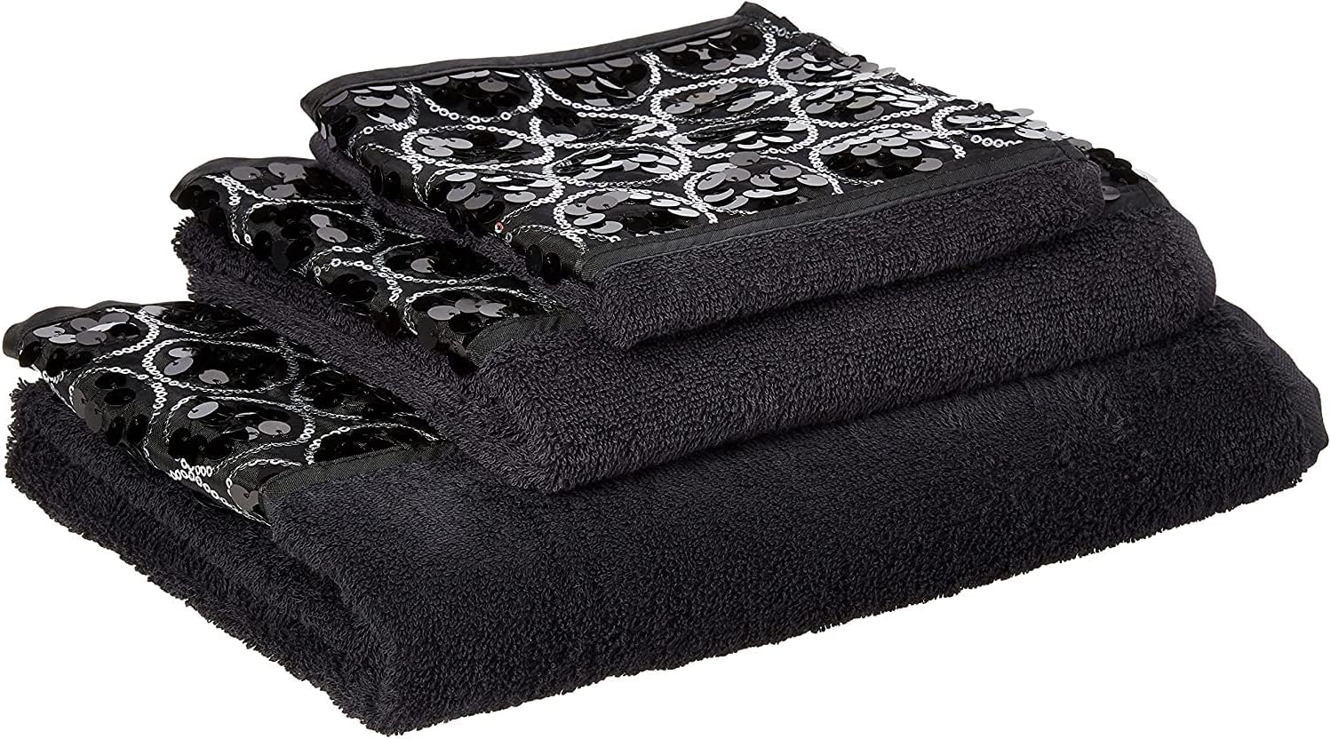 Zahari Home Sinatra 3 Piece Bathroom Towel Set Bath Towel Hand Towel Wash Cloth Absorbent, Black