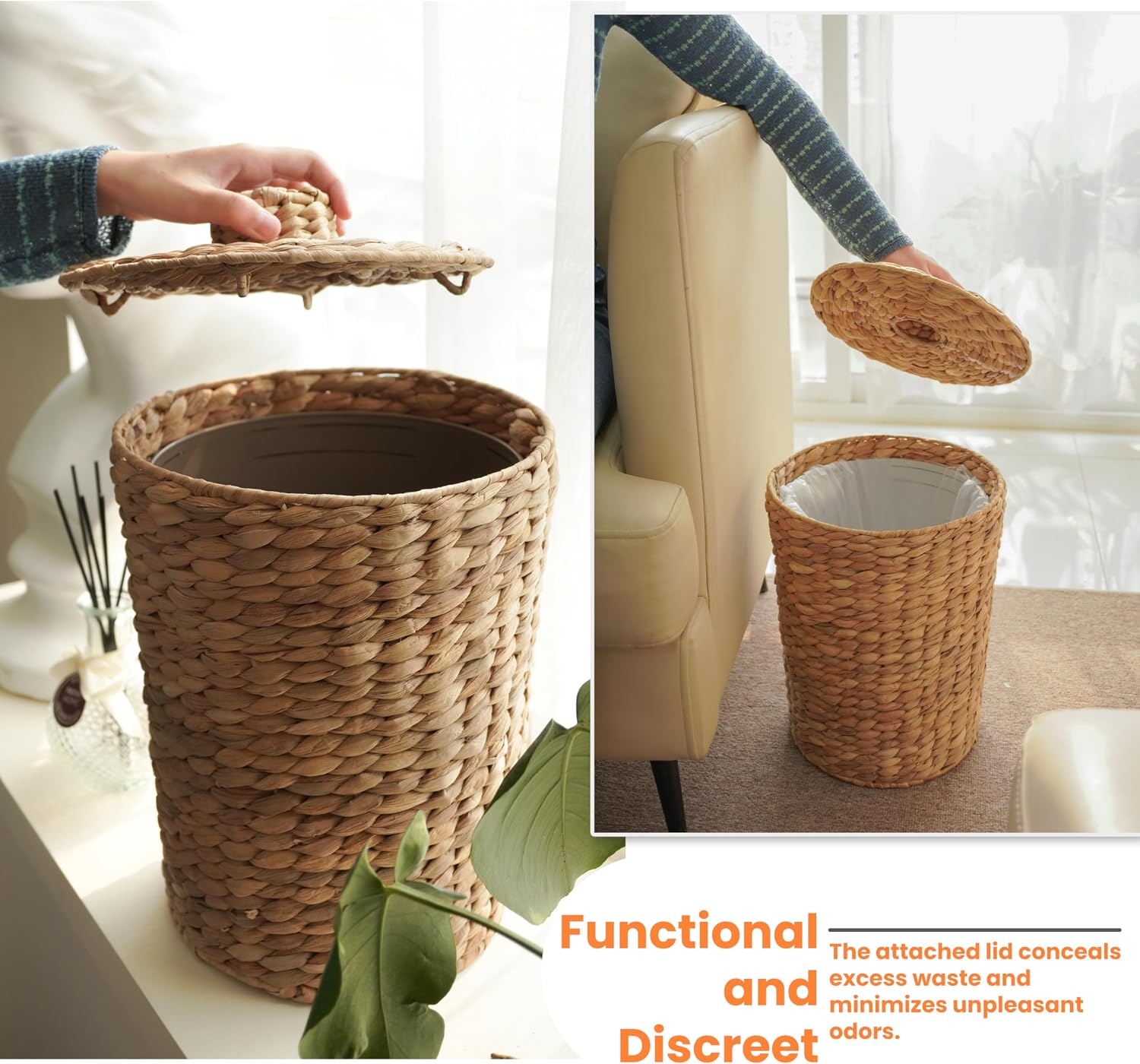Wicker Waste Basket / Natural / 4 Gallons