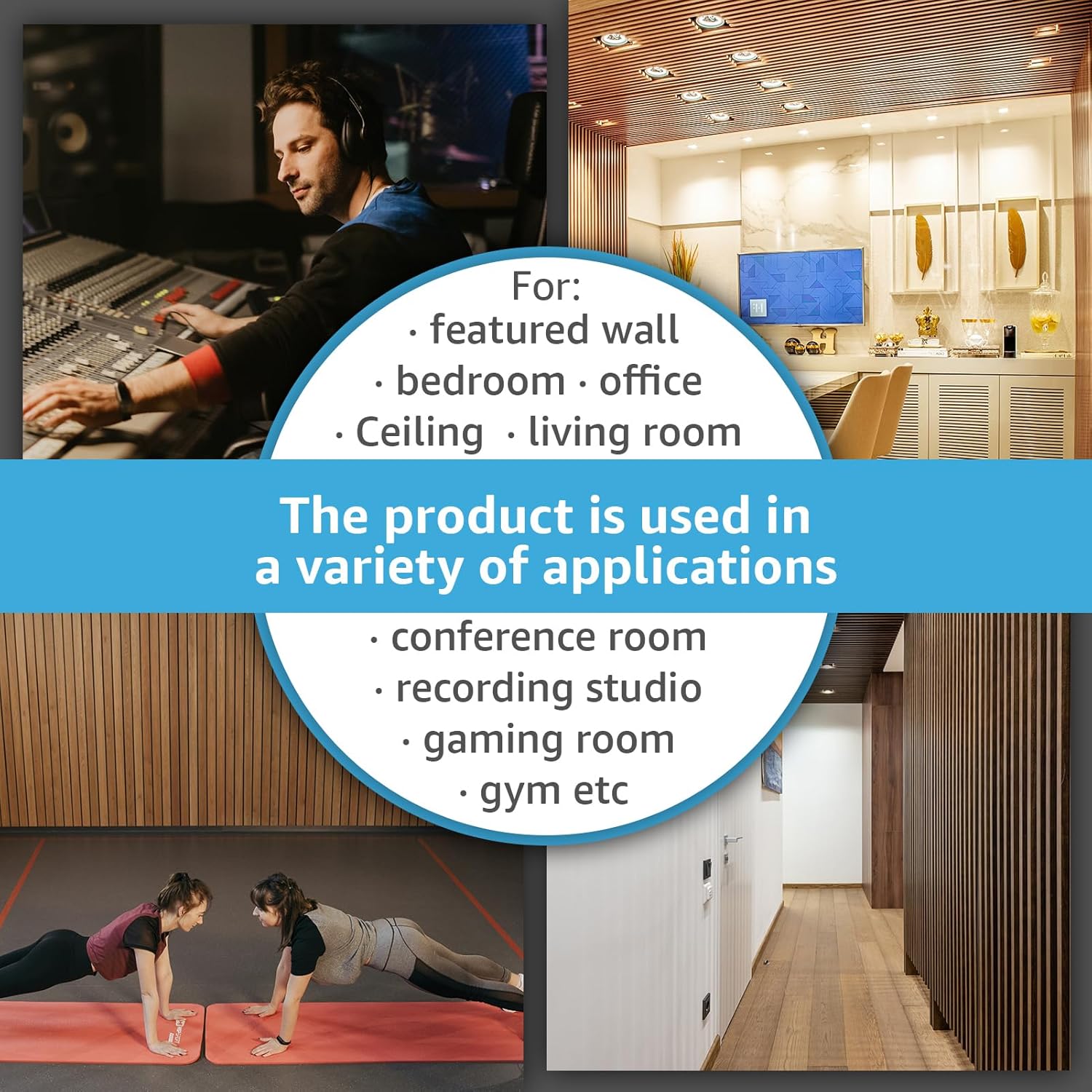 Acoustic Wood Panels / 108 x 12 / Smoky Oak / Set of 2