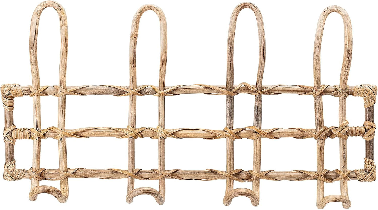 4 Hooks / Rattan Wall Hanger / Beige