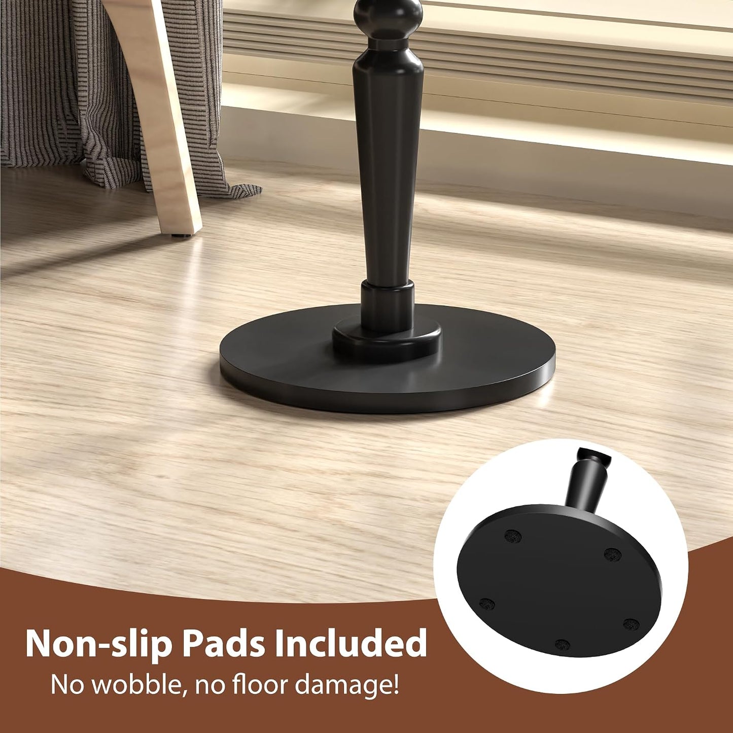 Solid Wood Top and Pedestal Leg / Black
