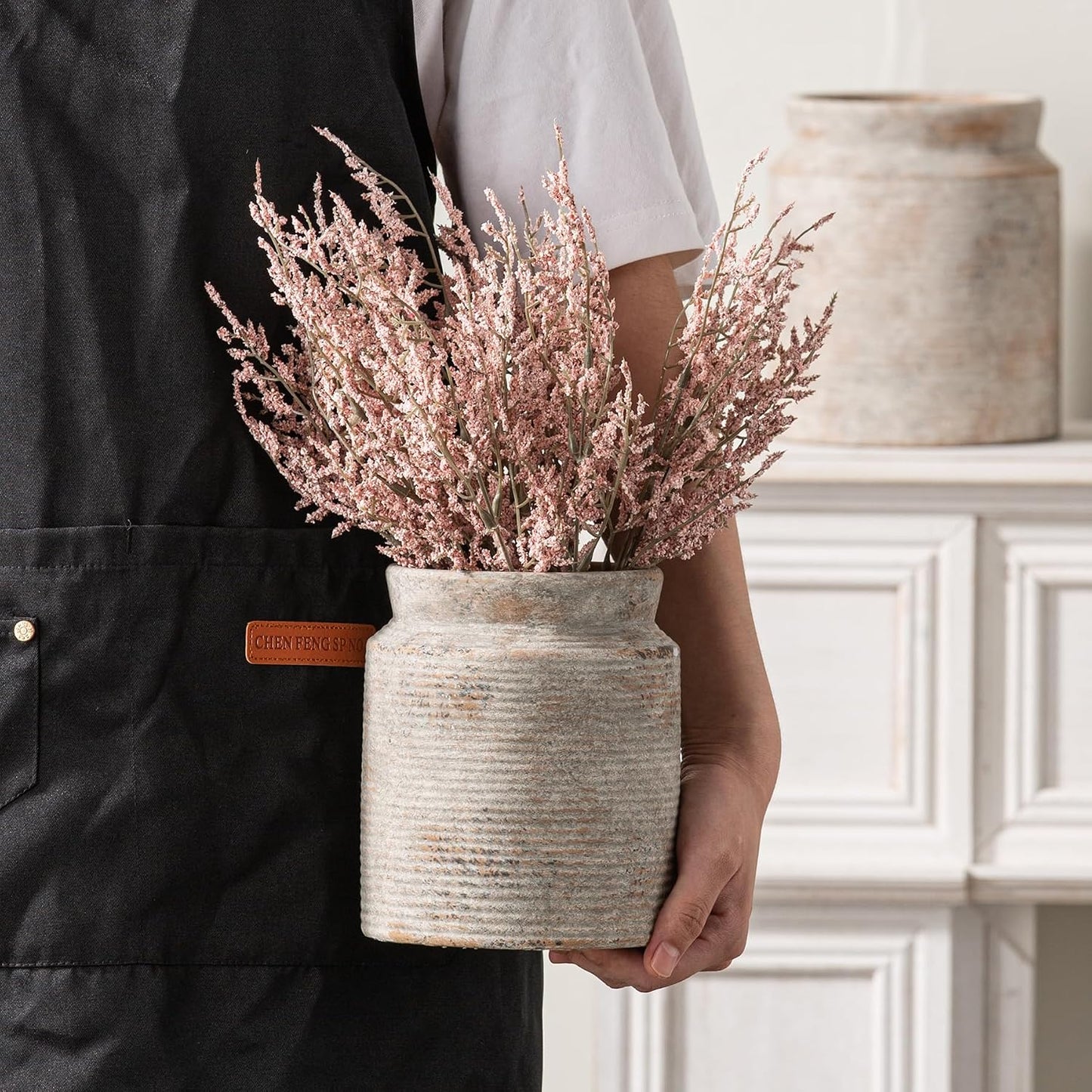 Ceramic Flower Vase Farmhouse Rustic Vase / 01-s-terra / 6.5 Inch