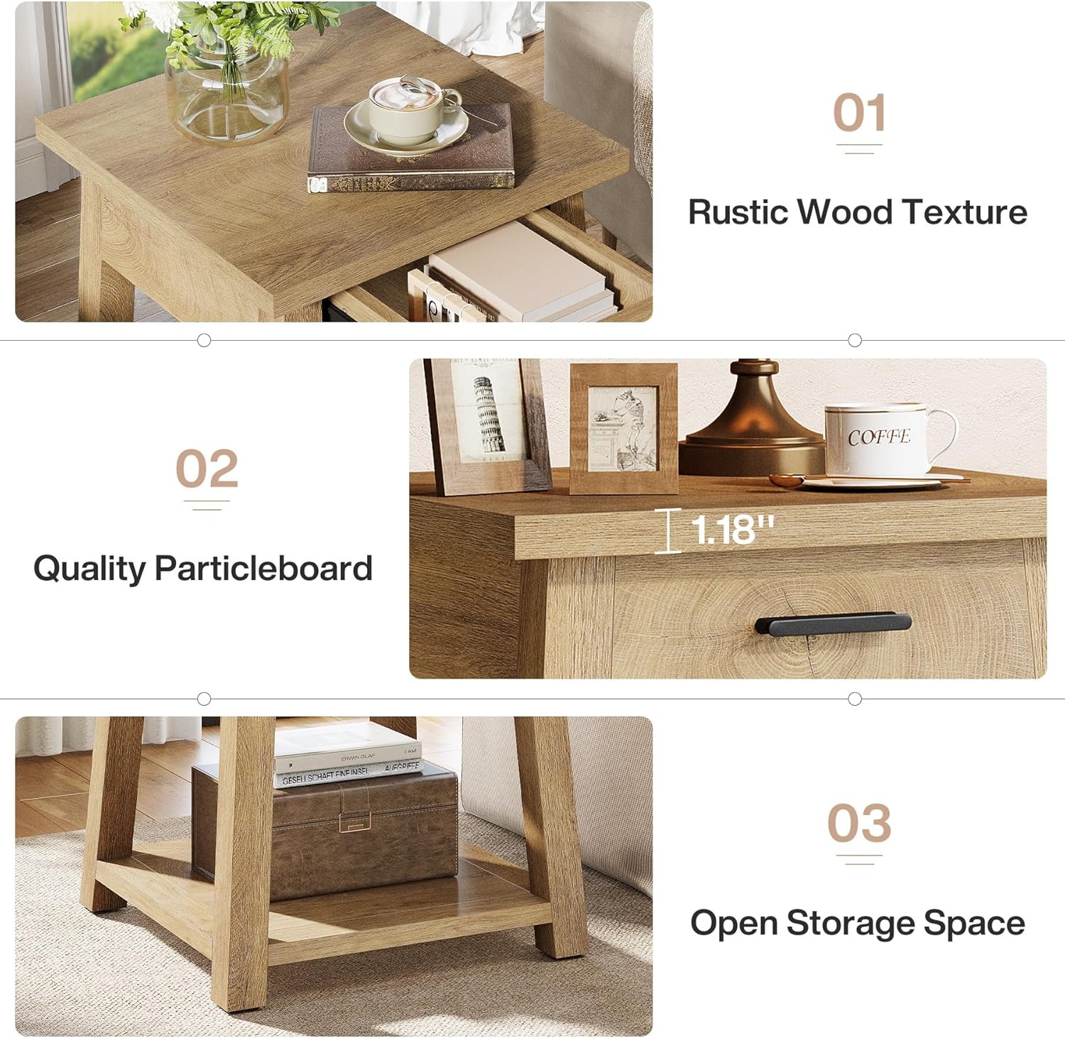 2 -Tier Wooden End Table