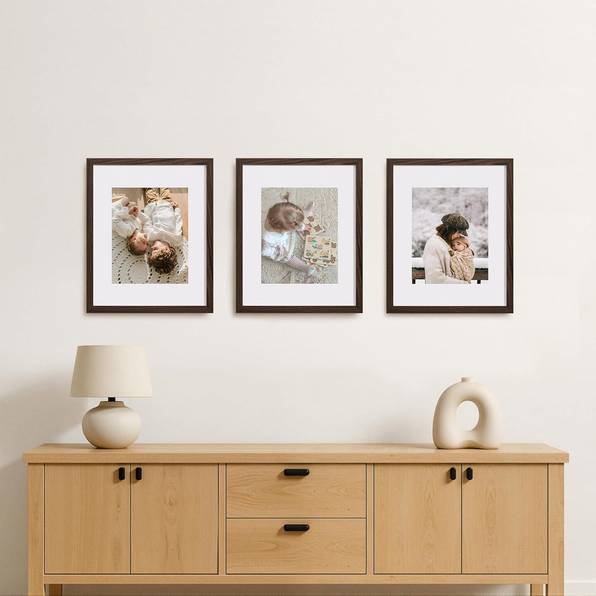 eletecpro 16x20 Picture Frames, Acrylic Cover, Walnut Brown, Set of 5 | Display Photo 11x14 with Mat or 16x20 without