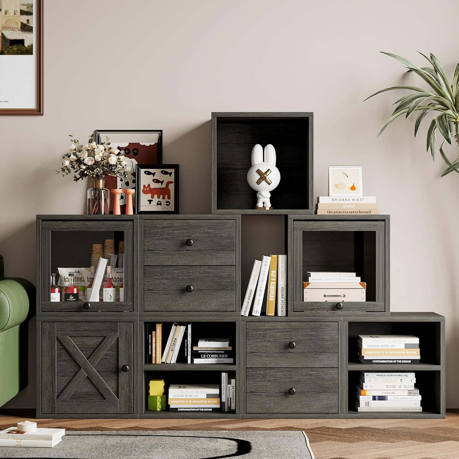 Magic DIY Cube Storage Organizer Stackable Cubes / French Oak / 1 Layer Cube