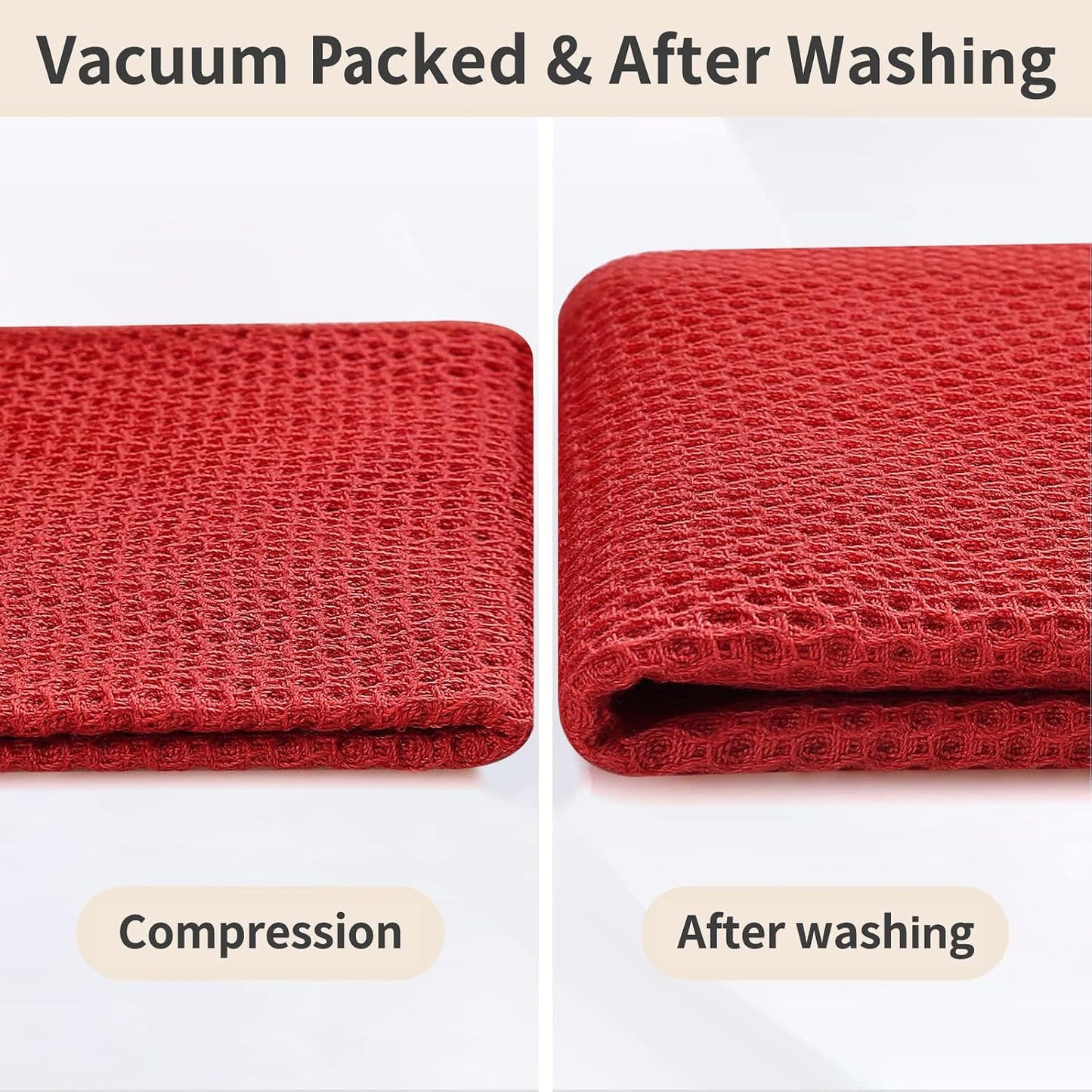 Homaxy 16 Pack 100% Cotton Kitchen Towels and Dishcloths Set, Red | 12 x 12 Inches and 13 x 28 Inches Kitchen Towels