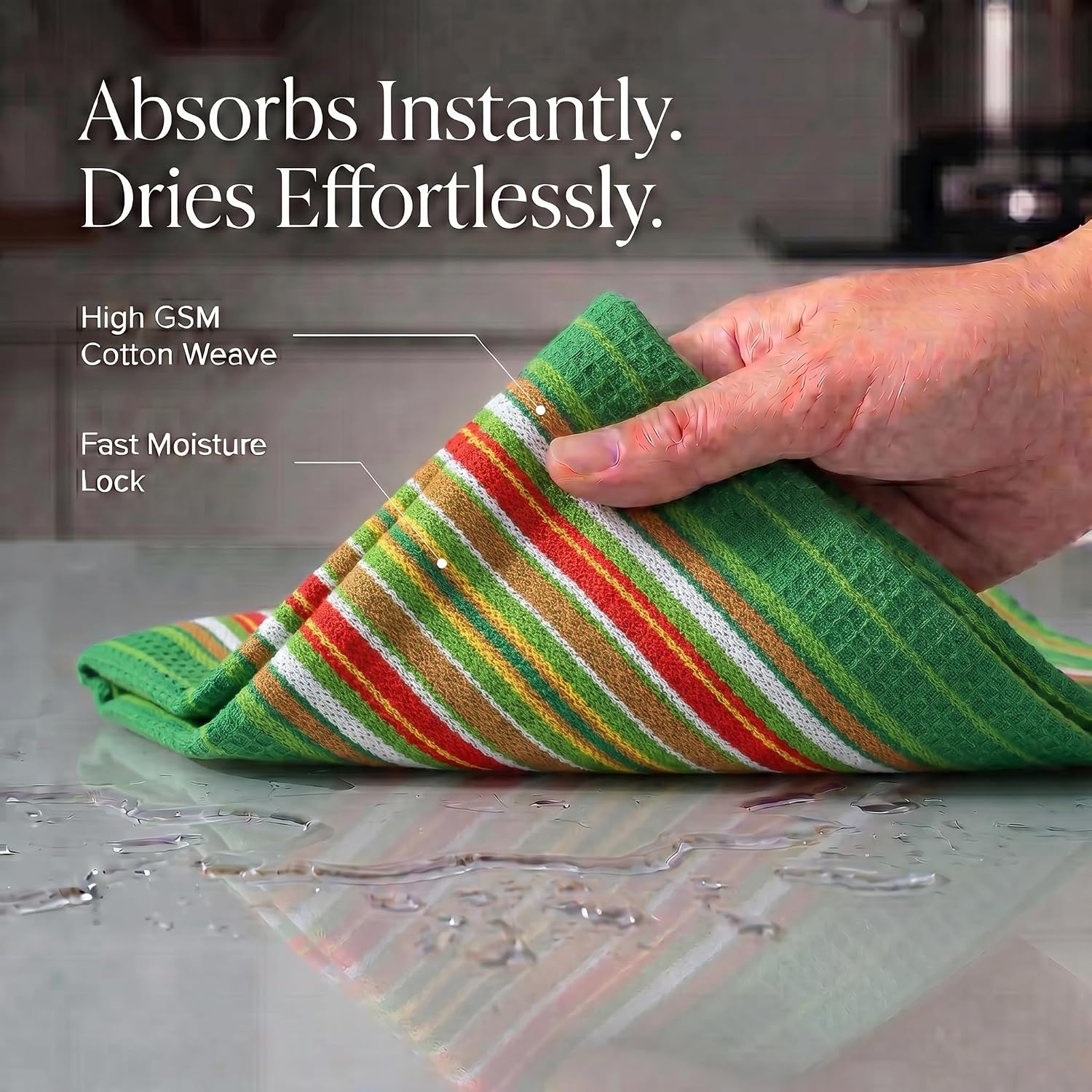 Urban Villa Kitchen Towel Cotton Dish Towel 20”x30”(Set of 6) Leaf Green