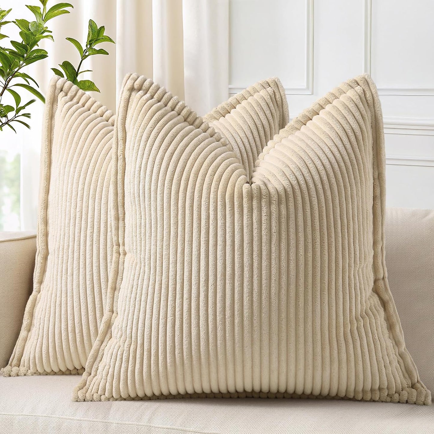 MIULEE Soft Corduroy Decorative Lumbar Pillow Covers Forest Green 12x20