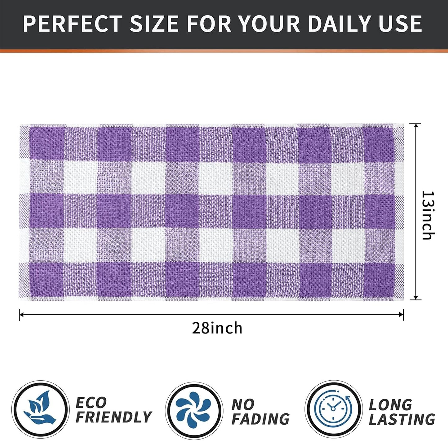 Mordimy 8 Pack Kitchen Towels and Dishcloths Set, Purple & White | 28 X 13 Inch and 12 X 12 Inch, Super Soft