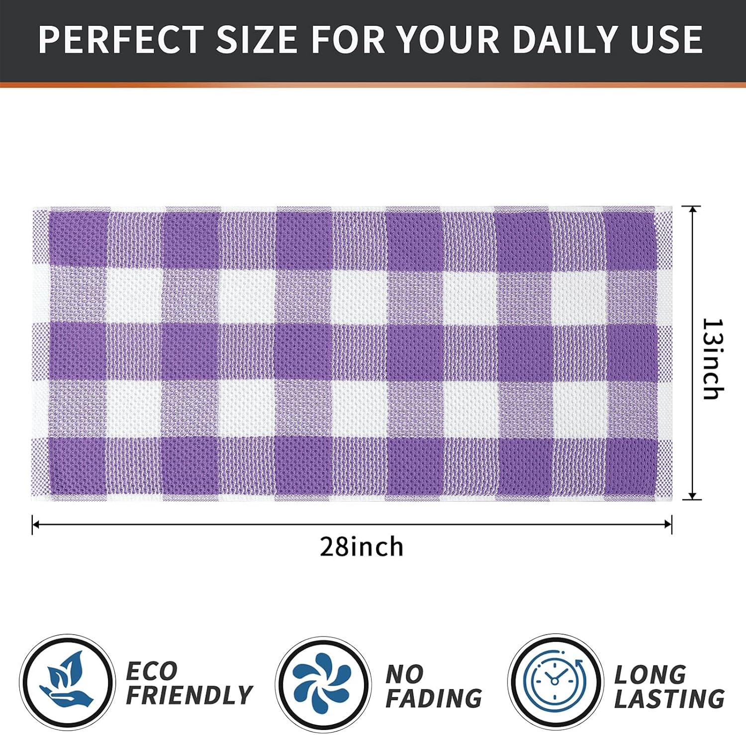 Mordimy 8 Pack Kitchen Towels and Dishcloths Set, Purple & White | 28 X 13 Inch and 12 X 12 Inch, Super Soft