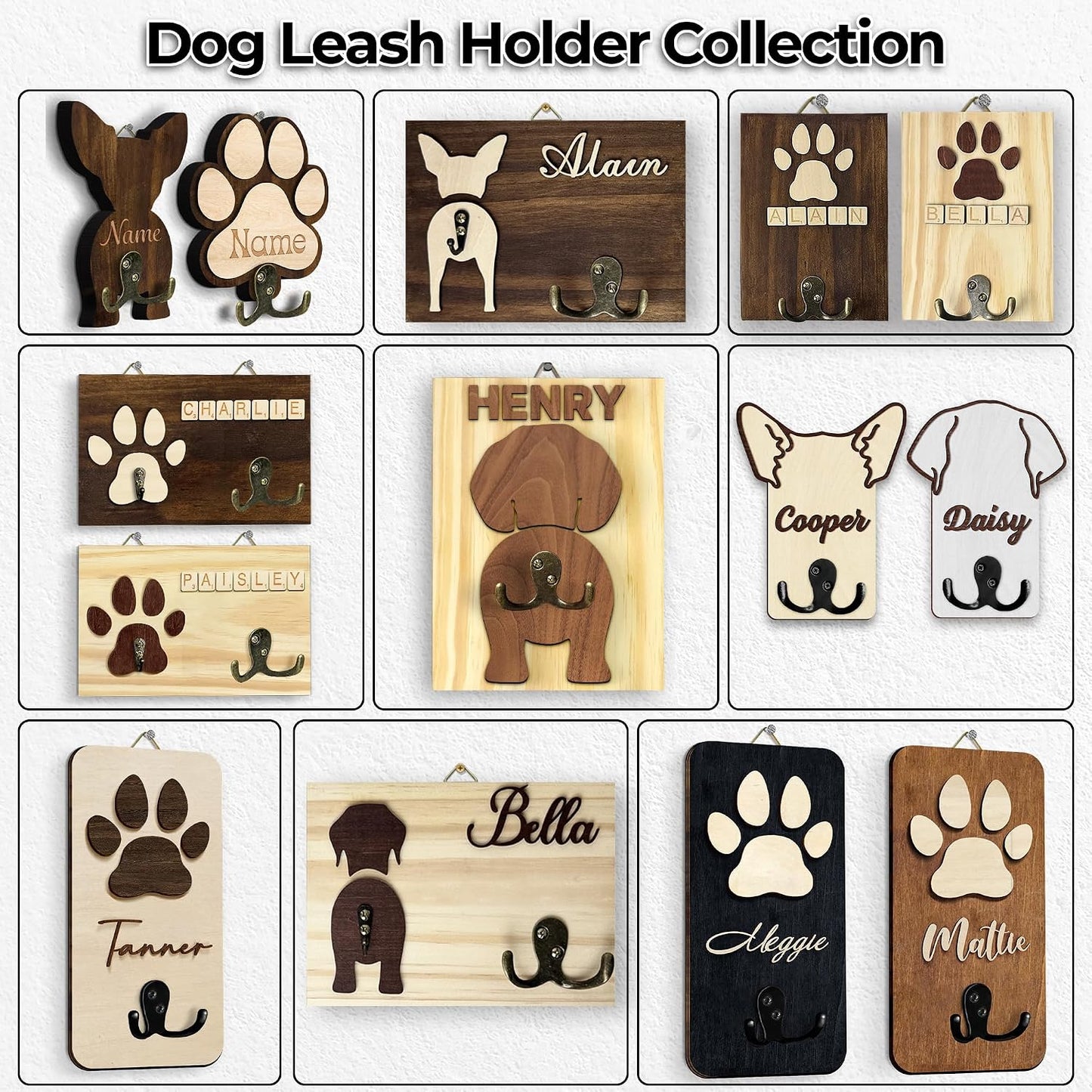 Wooden Paw Print Wall Hook / 7.8 x 5.5 / Style 3