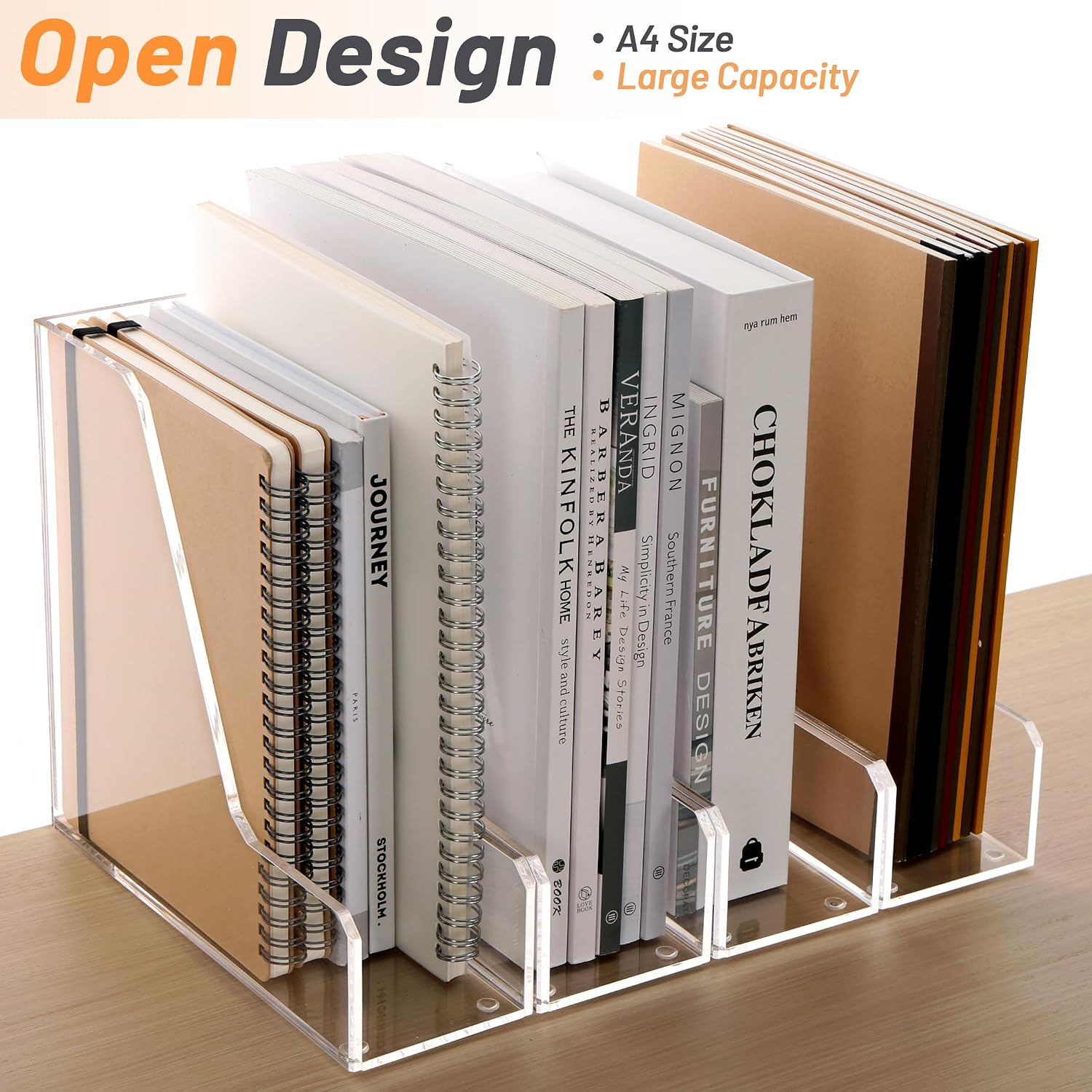Acrylic Magazine File Holders / A4 / Clear / Set of 2
