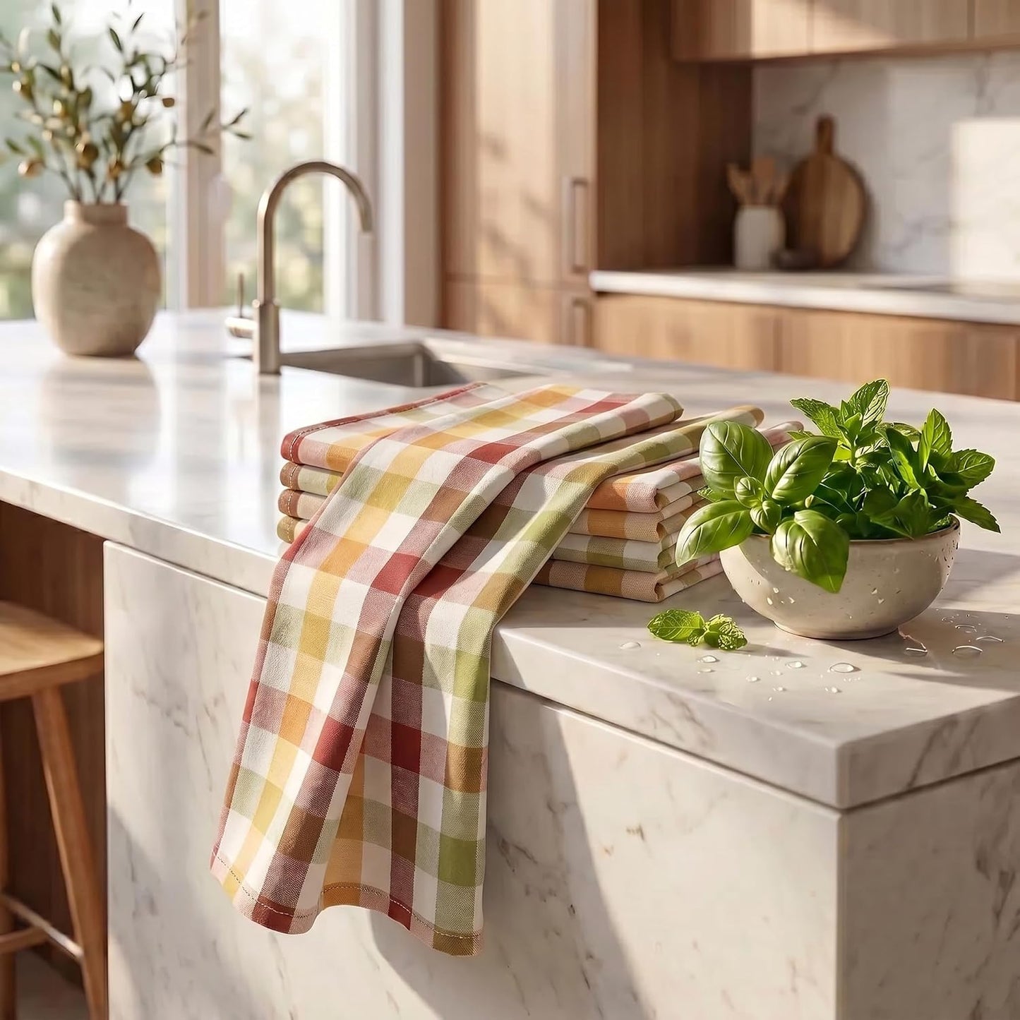 Urban Villa Kitchen Towels Cotton Dish Towels 20”x30” (Set of 6) Harvest