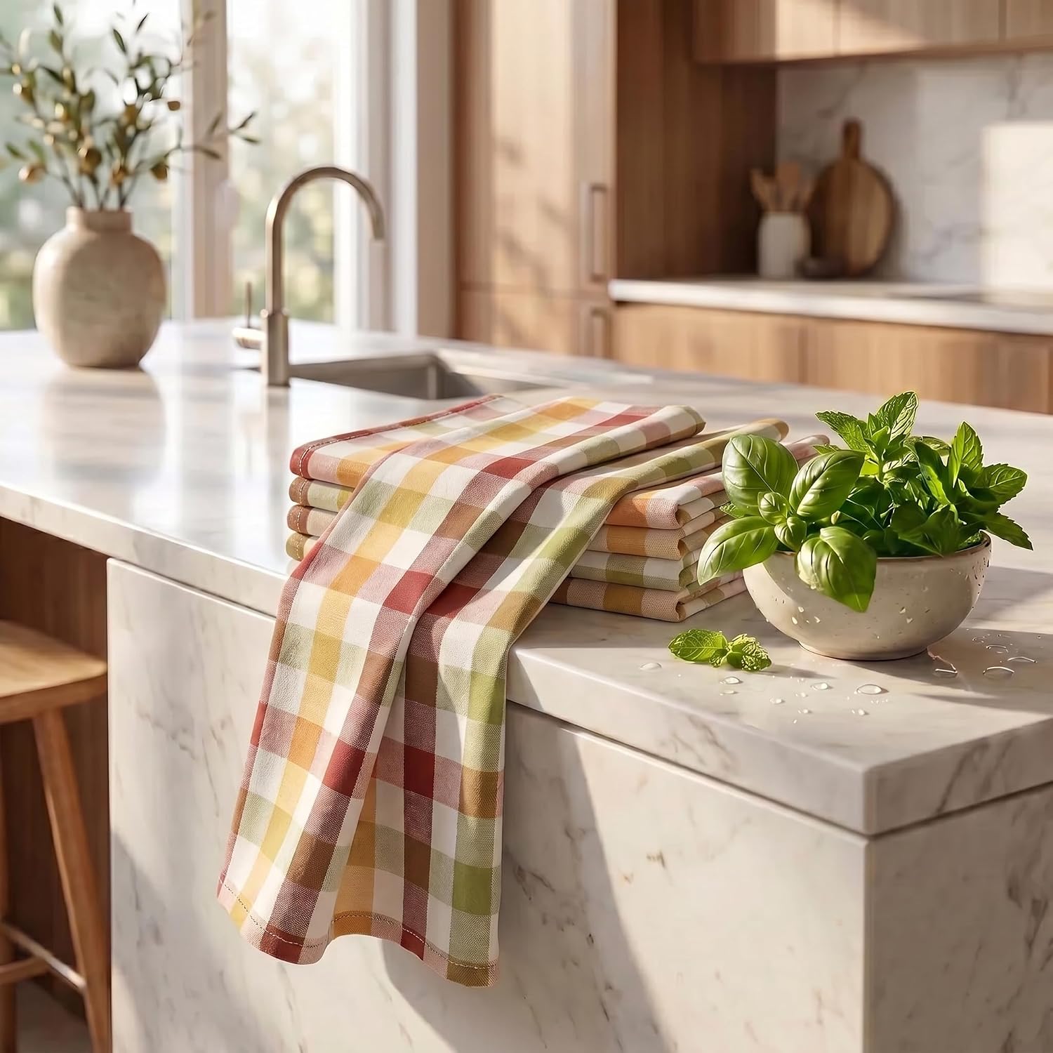 Urban Villa Kitchen Towels Cotton Dish Towels 20”x30” (Set of 6) Harvest