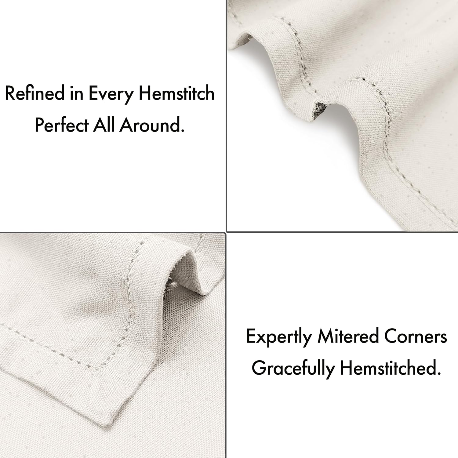 Ruvanti Cloth Napkins 12 Pack, 100% Cotton High GSM 18" x18”– Natural Color | Hem Stitch Washable, Soft, High Absorbent