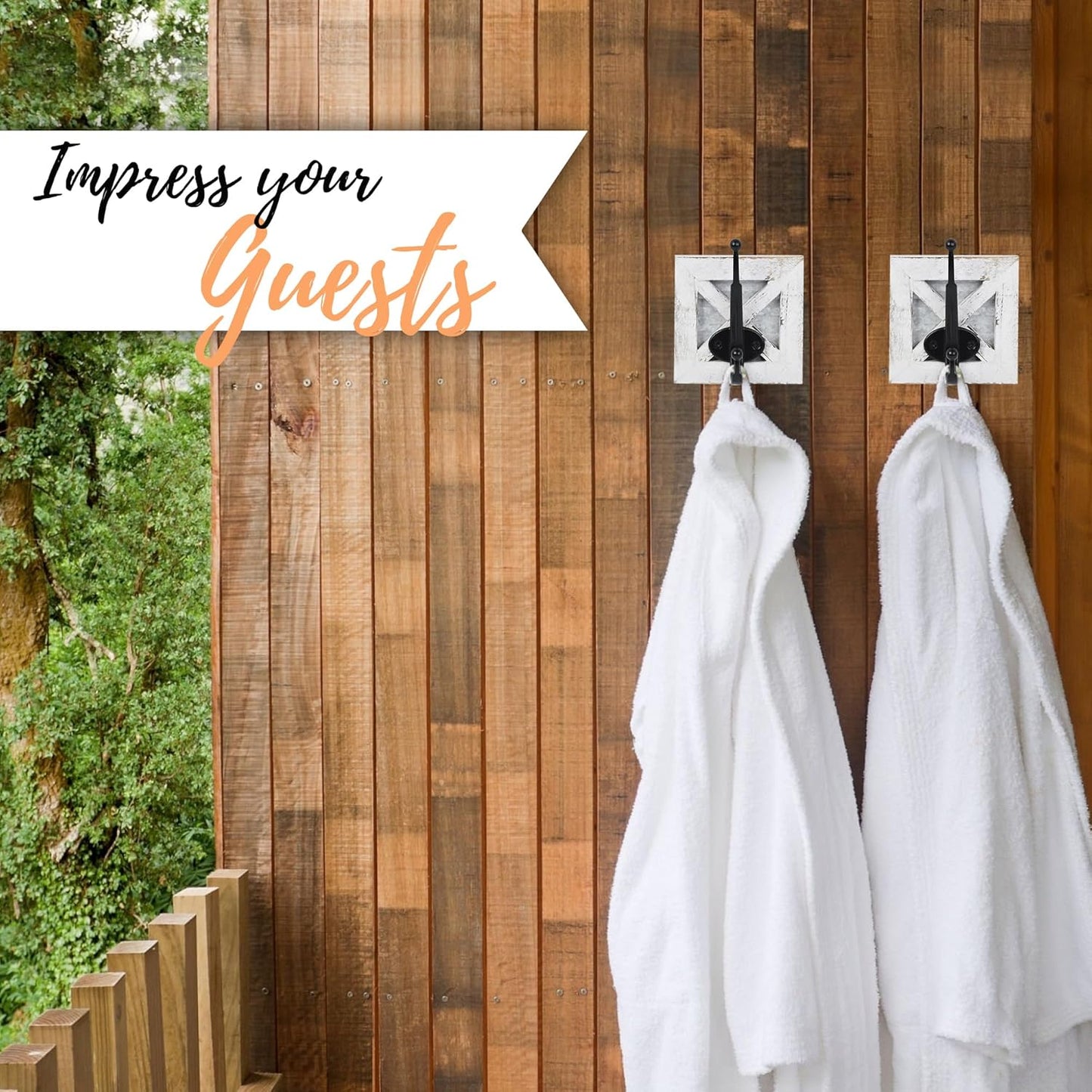 Farmhouse Bathroom Decor Hooks / White / Set of 2