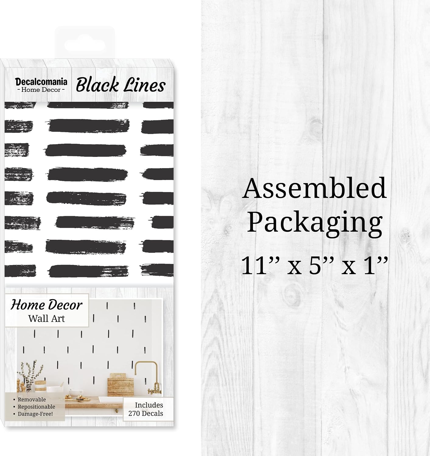 Watercolor Line Wall Decals / Black / Set of 270
