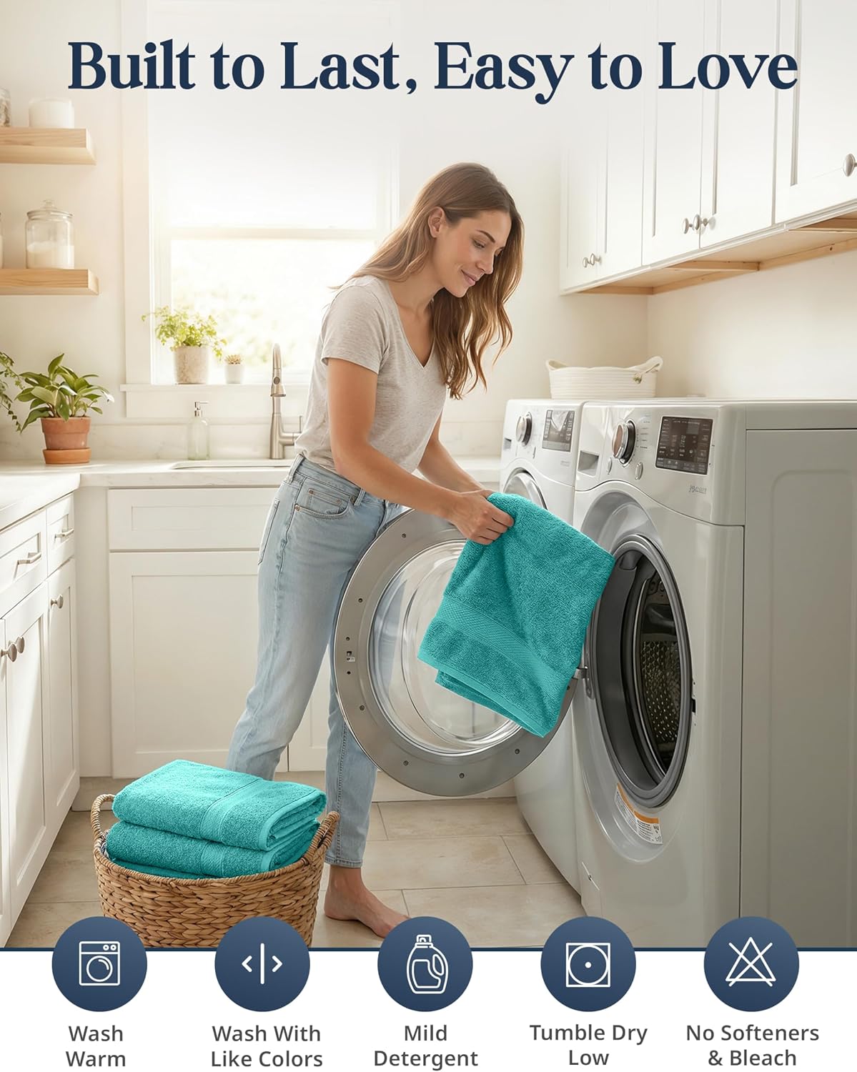 LANE LINEN Towel Set 16 Piece Soft Absorbent Quick Dry 100% Cotton - Teal | Dorm Towel Set - Terry Weave Comfort, Soft
