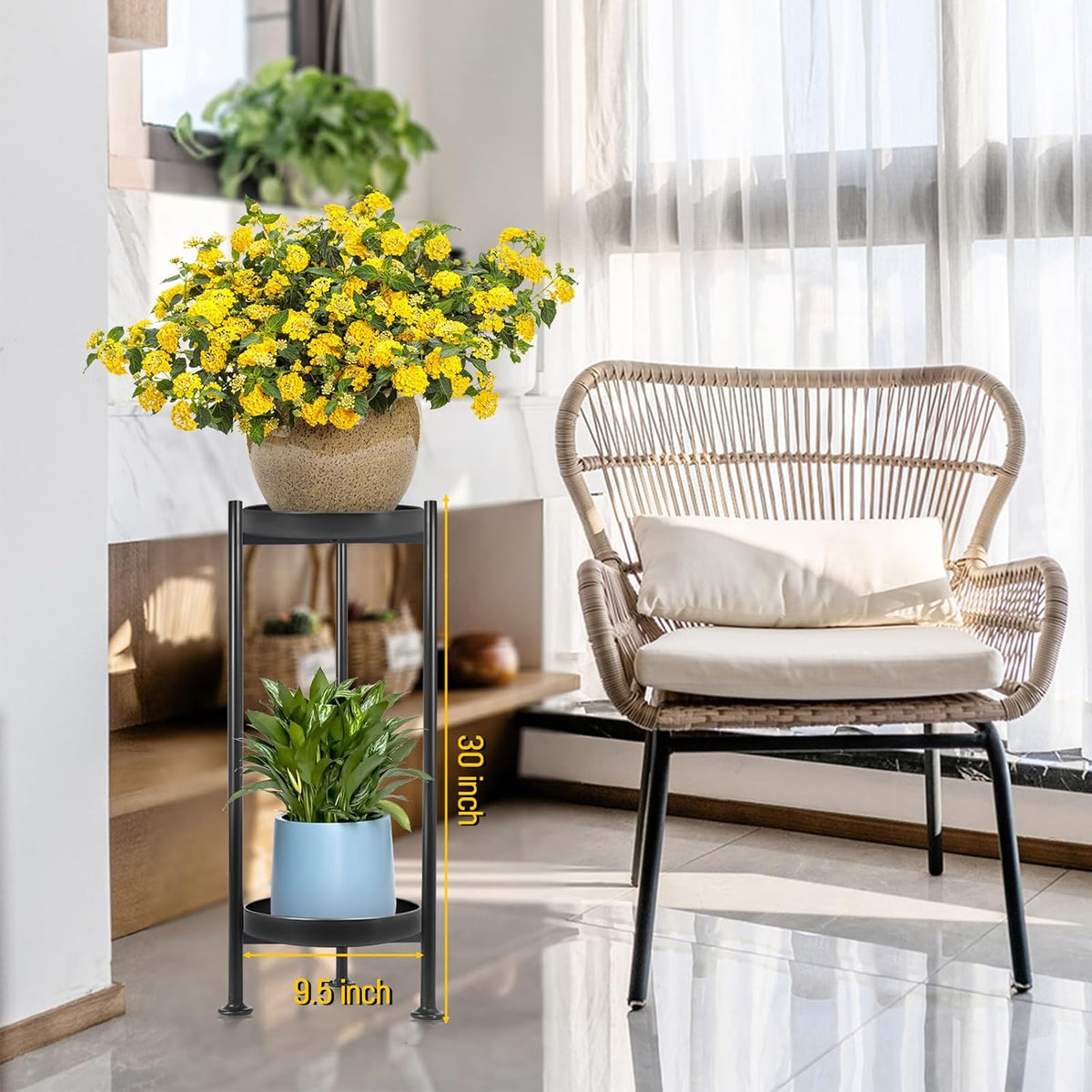 Lilybud--lily 2-Pack Plant Stand Indoor Outdoor, 2 Tier Iron Plant Stand, 30'' Tall Pedestal Stand Outdoor, Metal