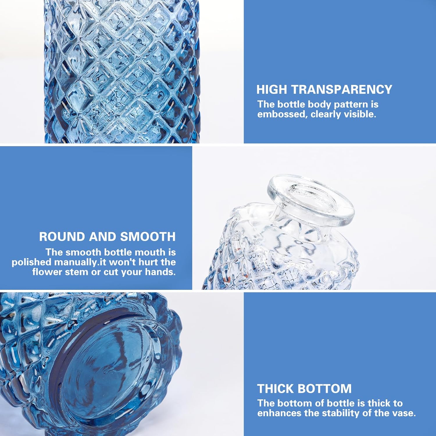 36 Bud Vases Glass Bud Vase Set / Blue / Set of 36