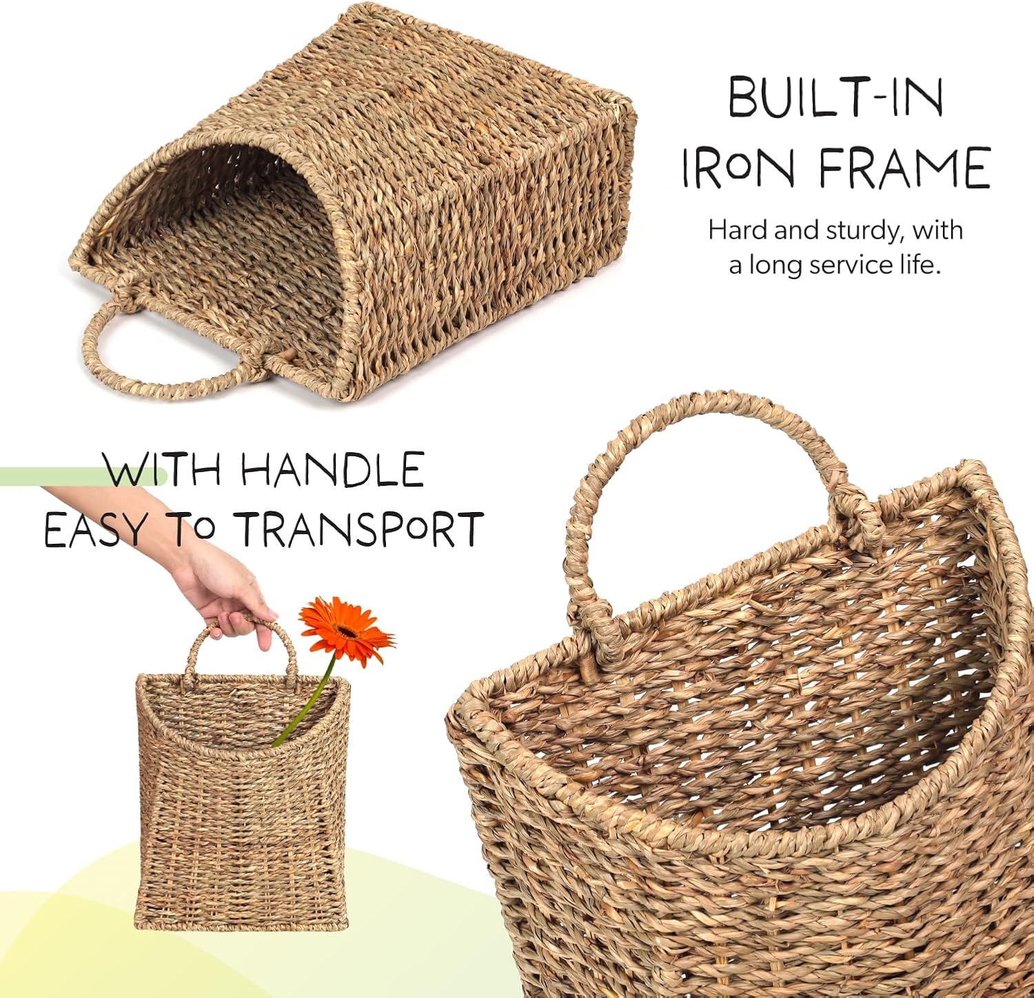 Hanging Wall Wicker Basket / Dark Brown