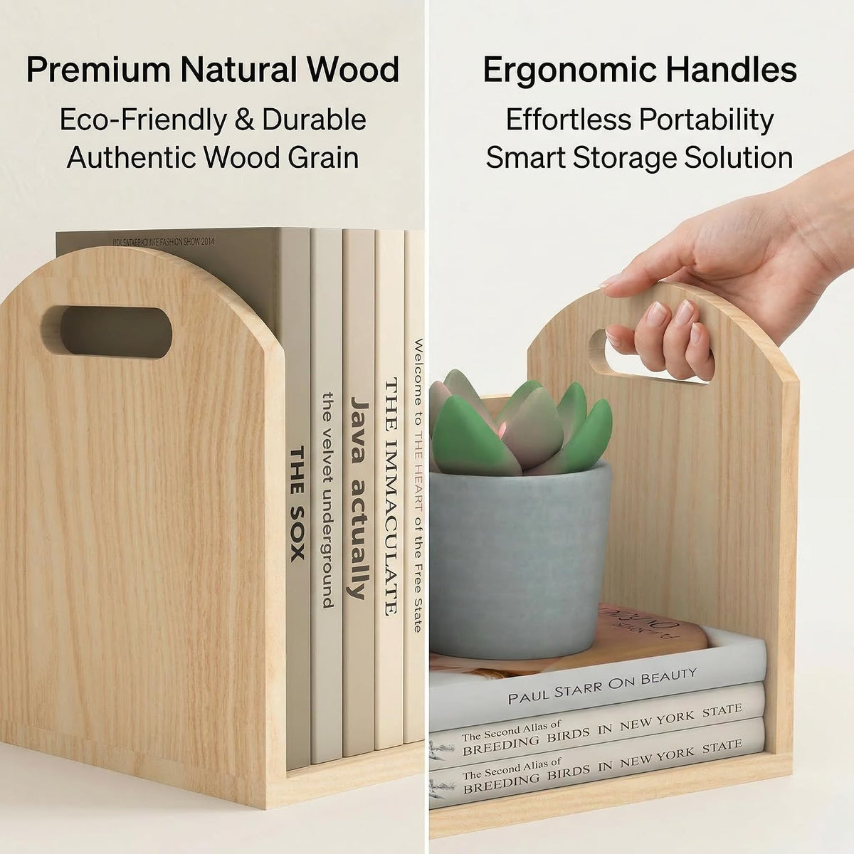 Wood Desktop Bookshelf, Upright Tabletop Book Shelf With Adjustable Divider Secure Books in Place, Desk Shelf for Top