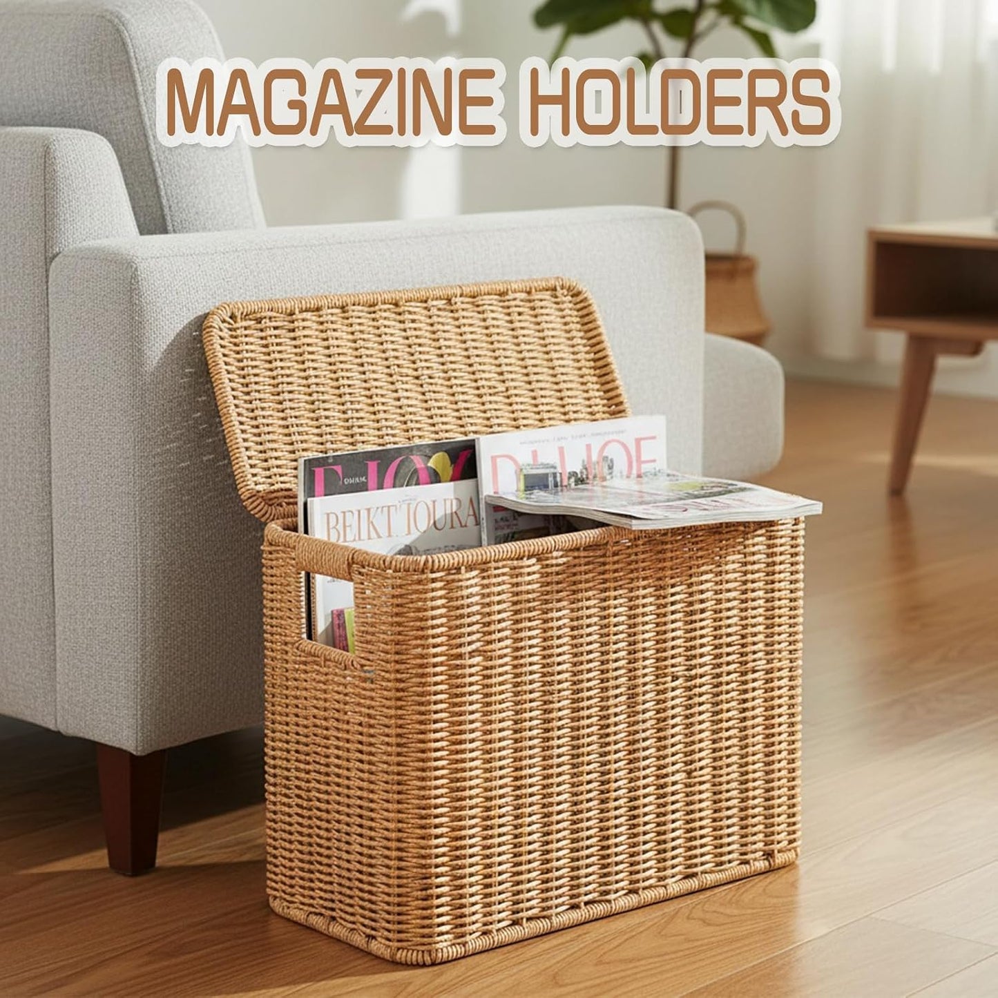Decorative Poly Rattan Wicker Storage Bin