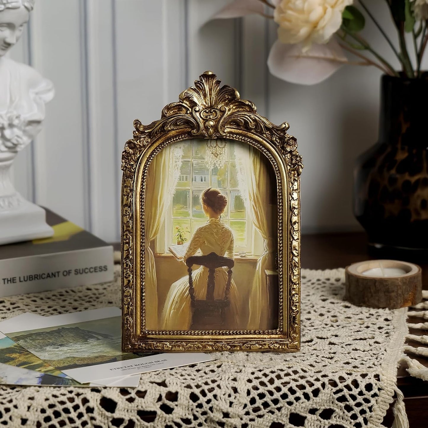 Vintage Picture Frame Arched Frames / Gold Arch / 4 x 6