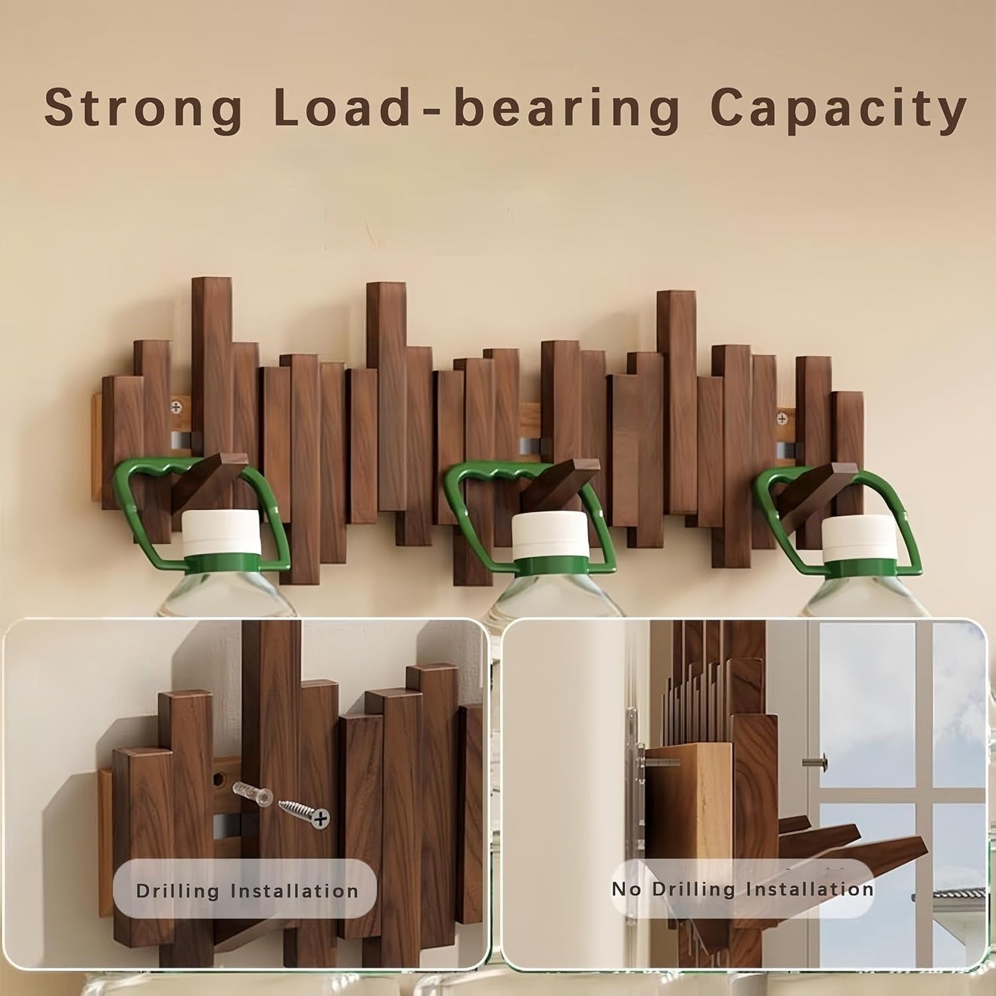 Wooden Magnetic Wall Hooks / Walnut / 6hooks