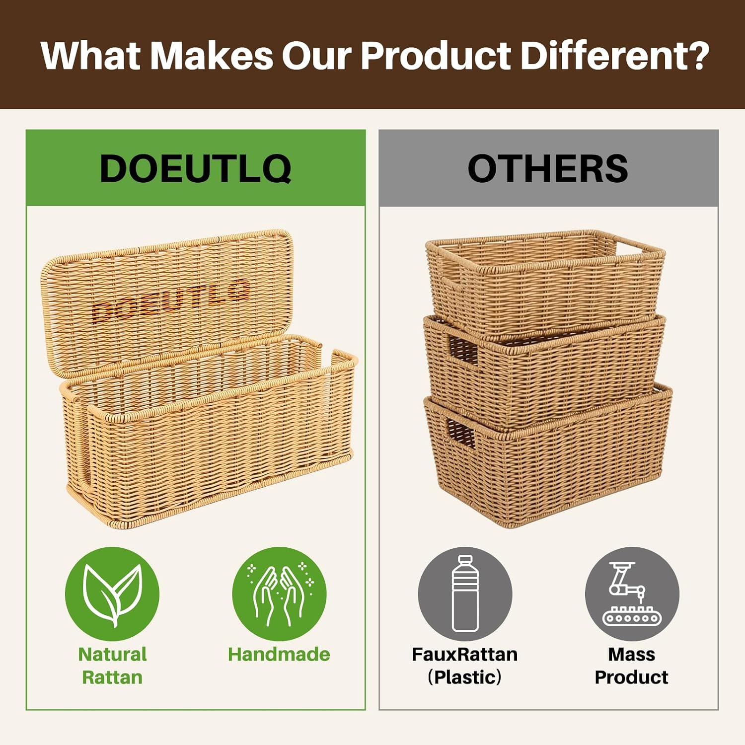 Desk Organizer Decorative Rattan Decor Countertop Cable Management Box Charging Station
