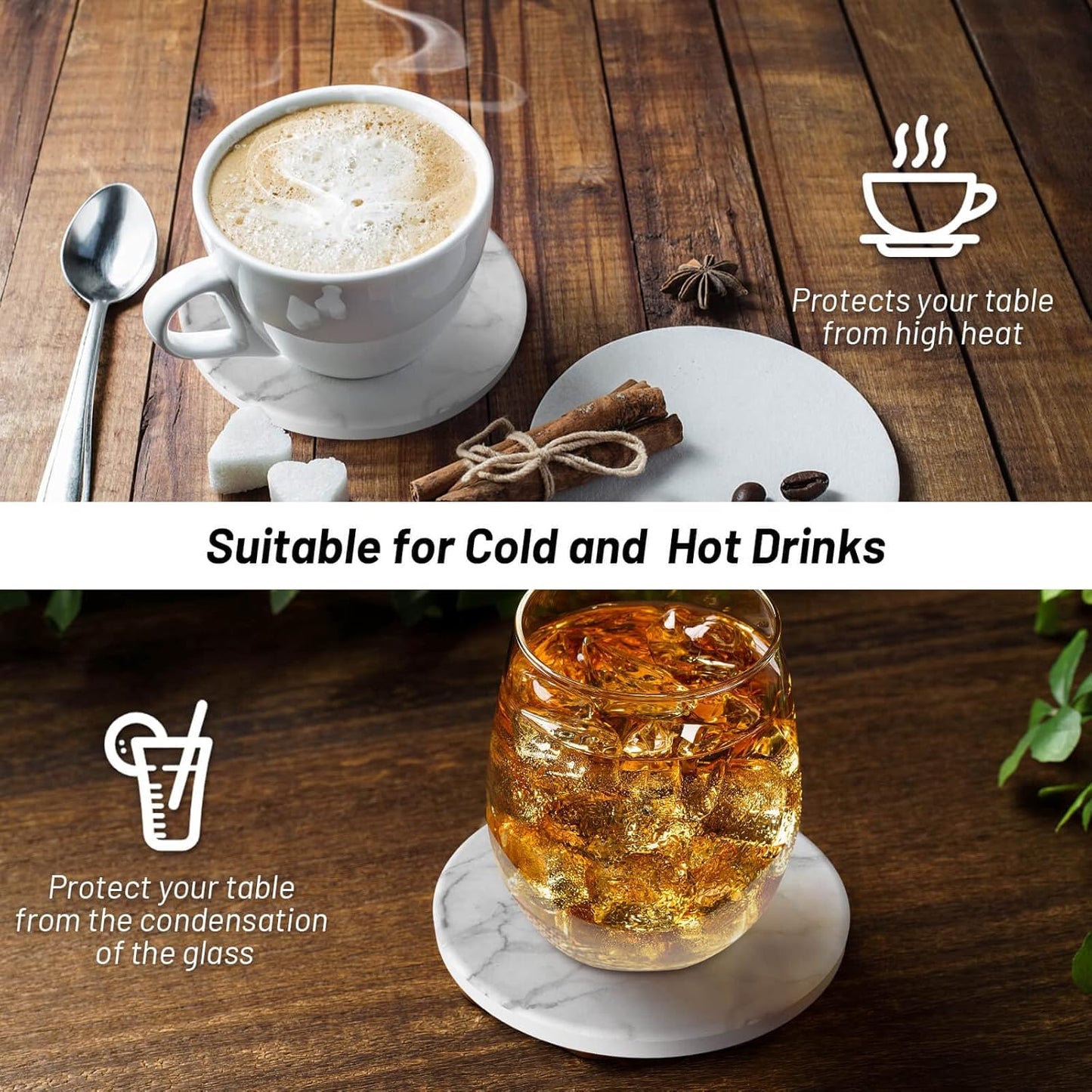 Holder / Ceramic Coasters for Drinks / White / Set of 9