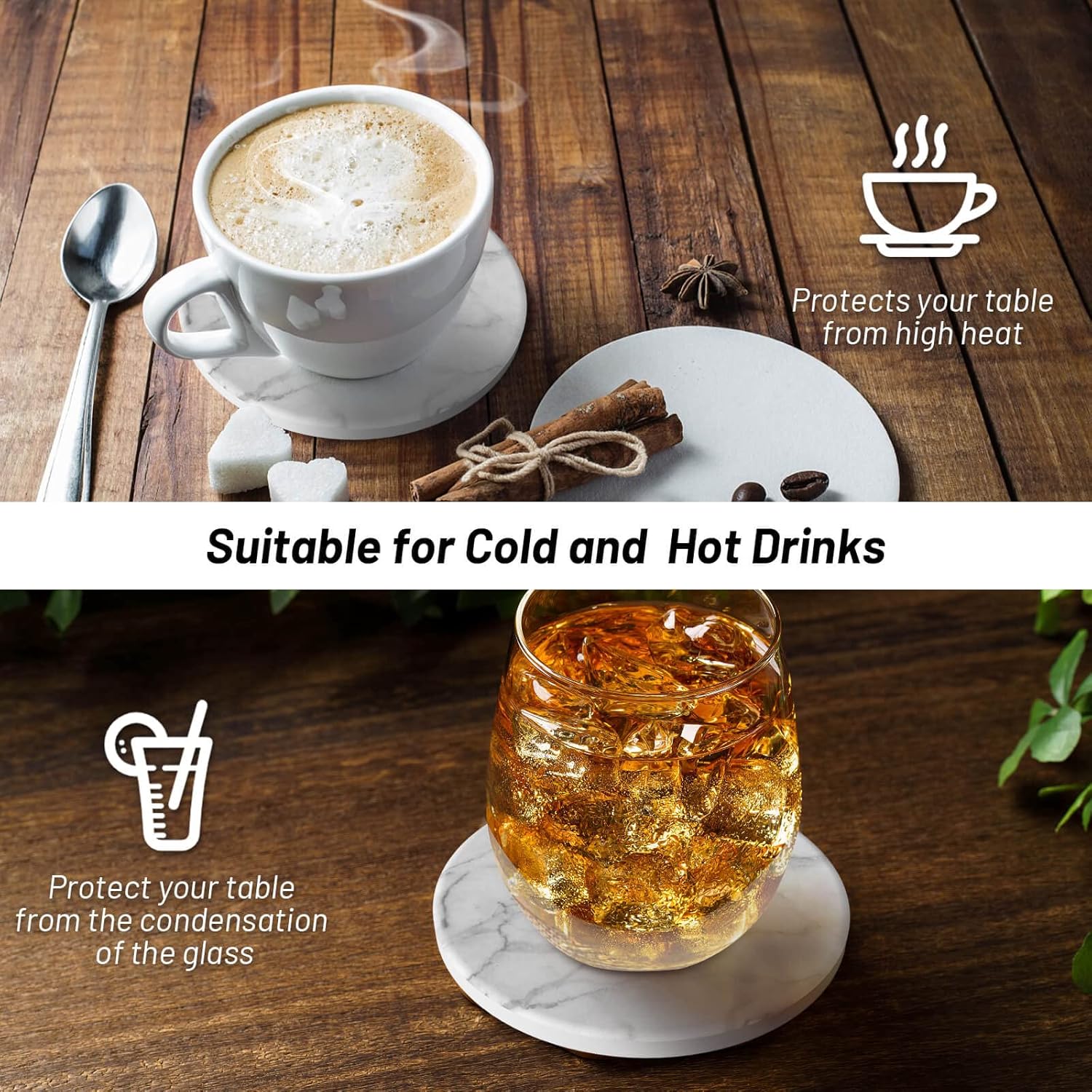 Holder / Ceramic Coasters for Drinks / White / Set of 9