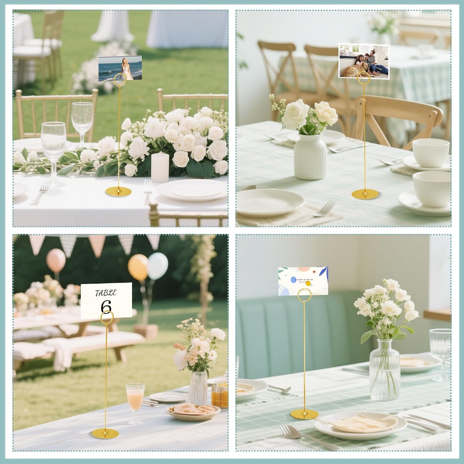 ERYTLLY 16PK Place Card Holders 12 Inch Table Number Holders Table Card Holders Steel Card Holders for