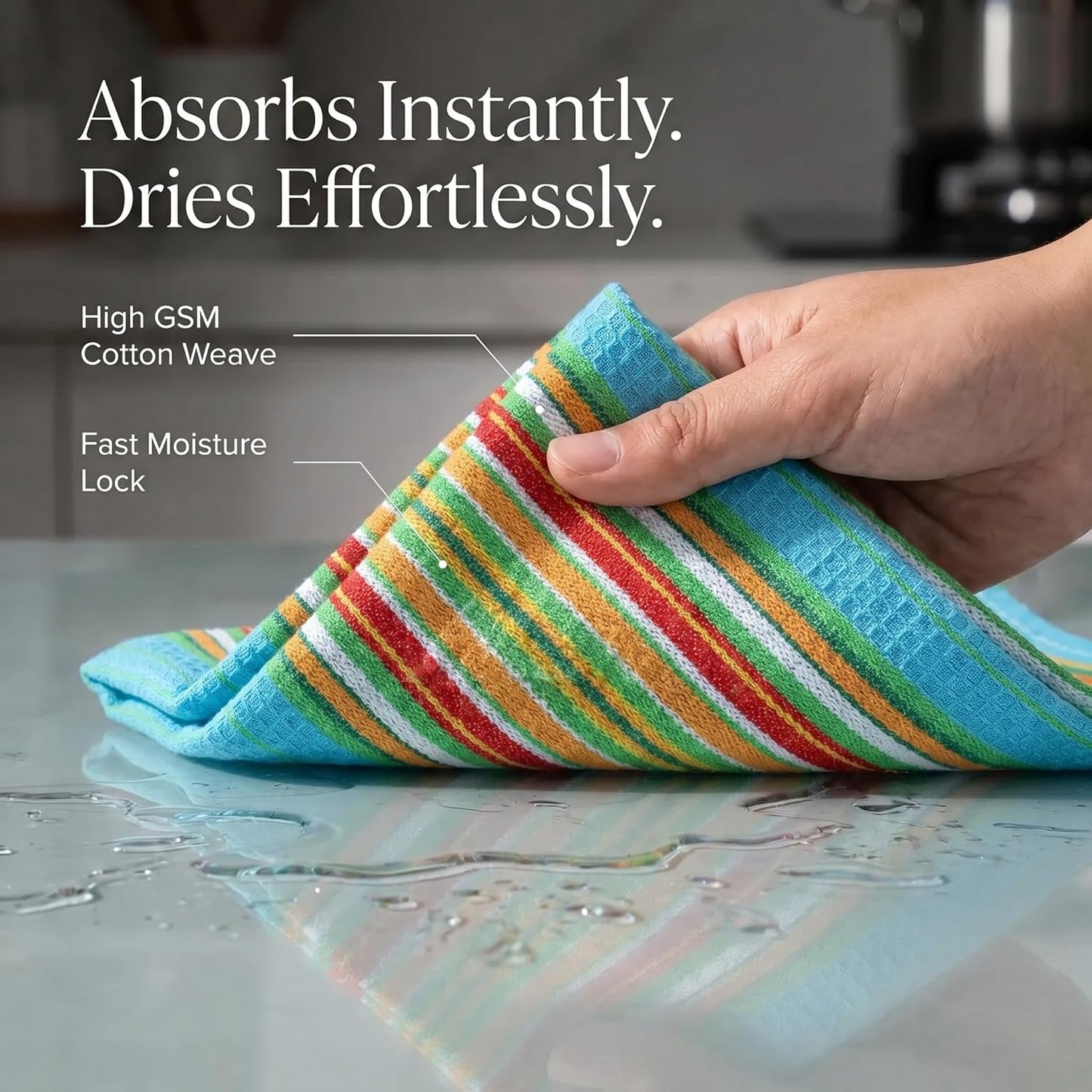 Urban Villa Kitchen Towels Cotton Dish Towels 20”x30” (Set of 6) Azure