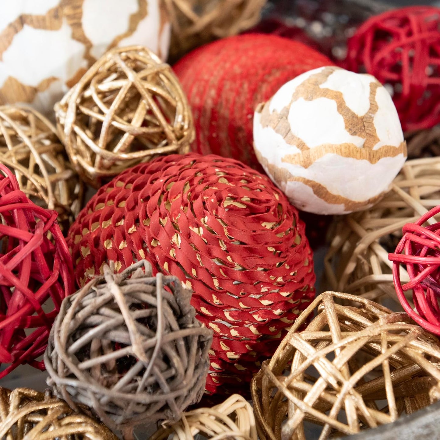 Decorative Balls Bag Bowl Filler Home Decor / Red Gold
