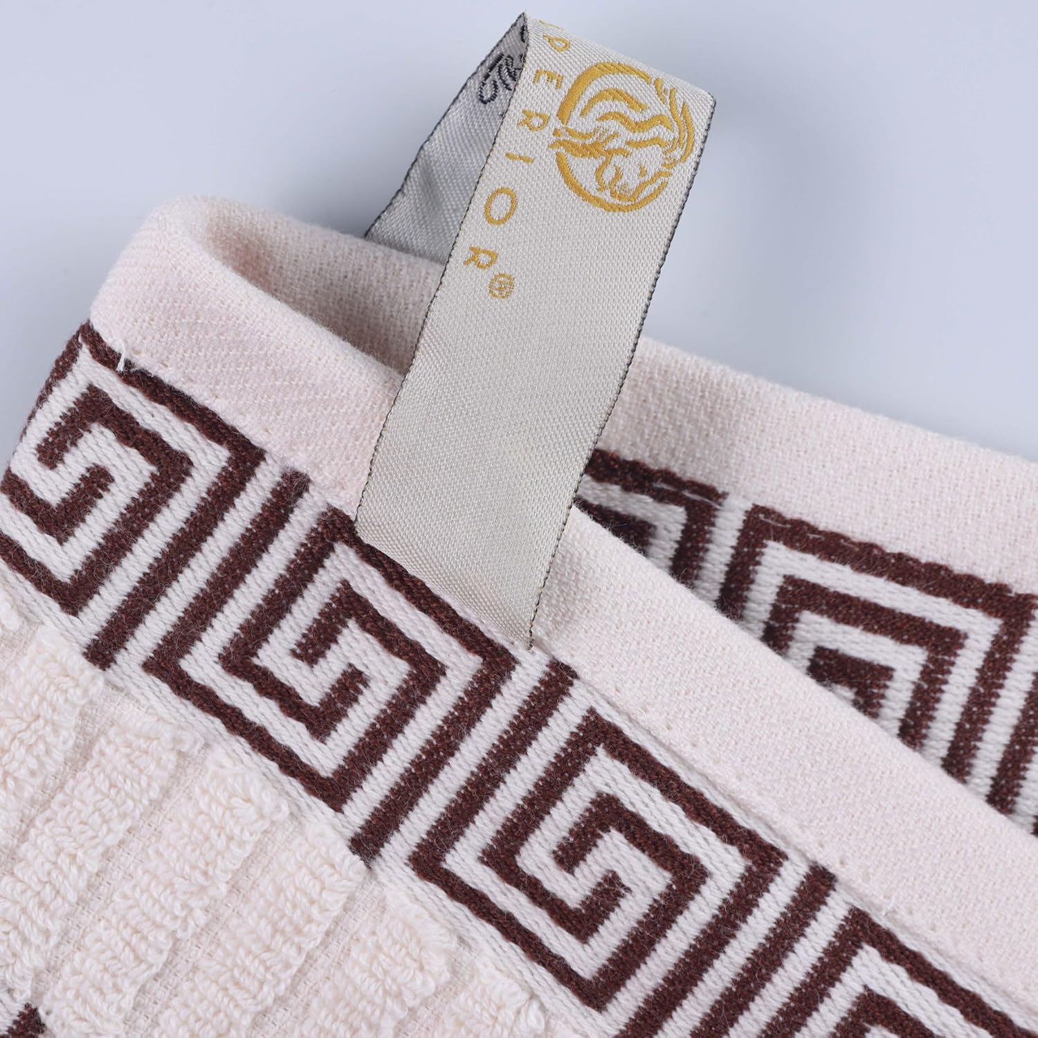 Superior 6-Piece Cotton Towel Set, Decorative Greek Pattern, Home Essentials, Absorbent Towels, Bath Decor, Spa