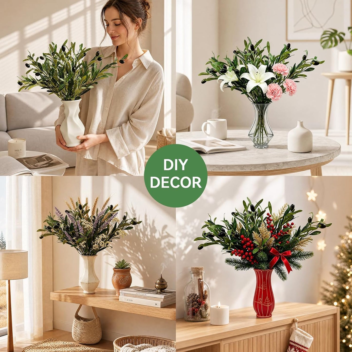 Faux Olive Branches / 18 Inch / Set of 6