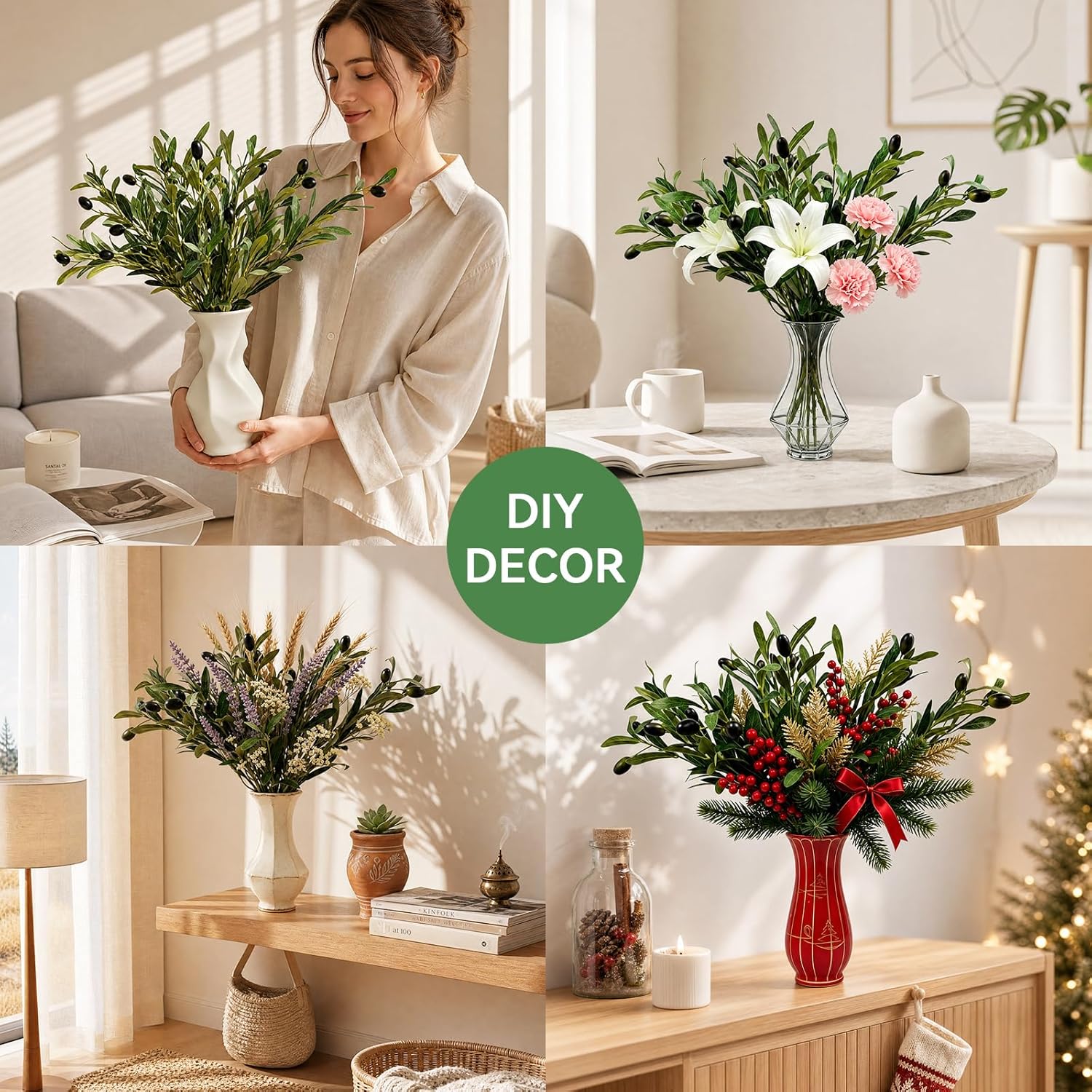 Faux Olive Branches / 18 Inch / Set of 6