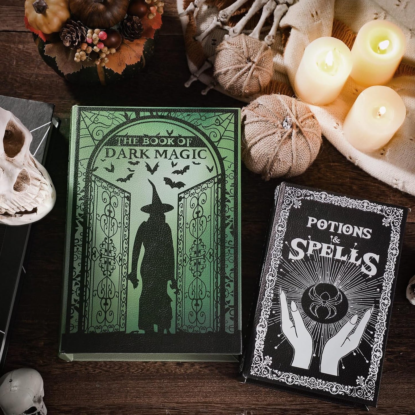 Magic Nesting Halloween Books Decoration Witch Potion Dark Magic Pattern Spooky Holiday / Set of 2