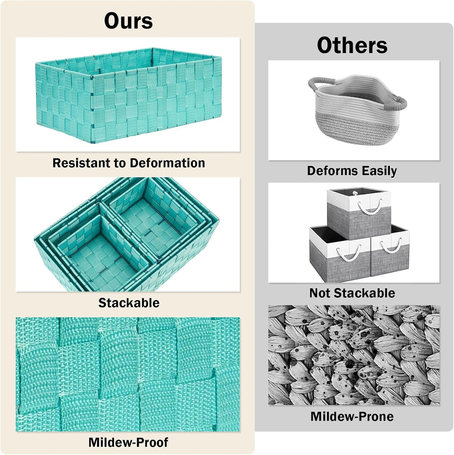 Woven Storage Baskets / Aqua / Set of 6