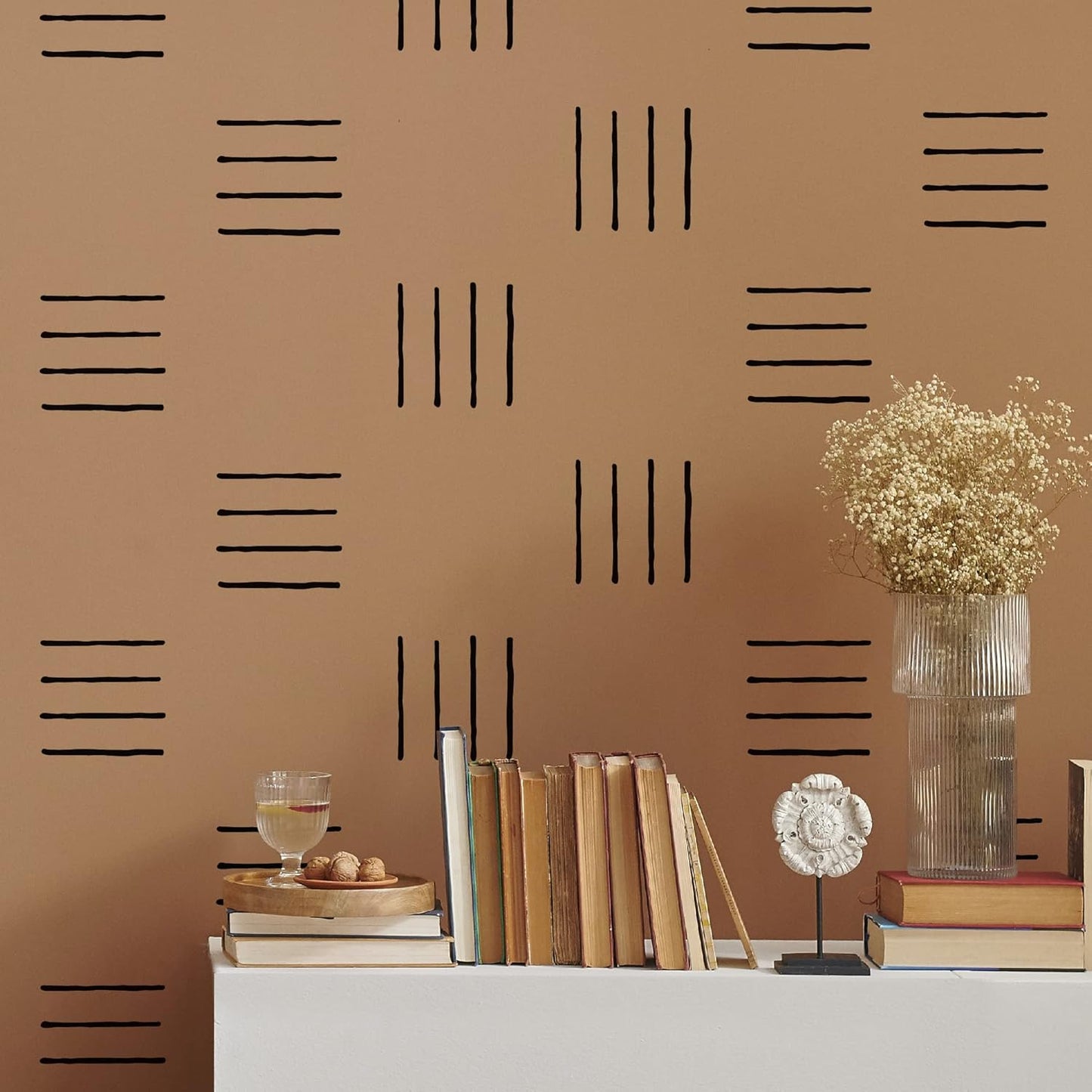 Peel and Stick Modern Boho Line Groups Stripe Wall Stickers / 4 Lines / Black