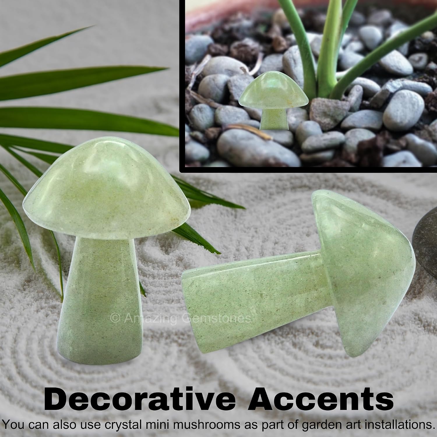 2" Little Mushroom Decorations / Green Aventurine