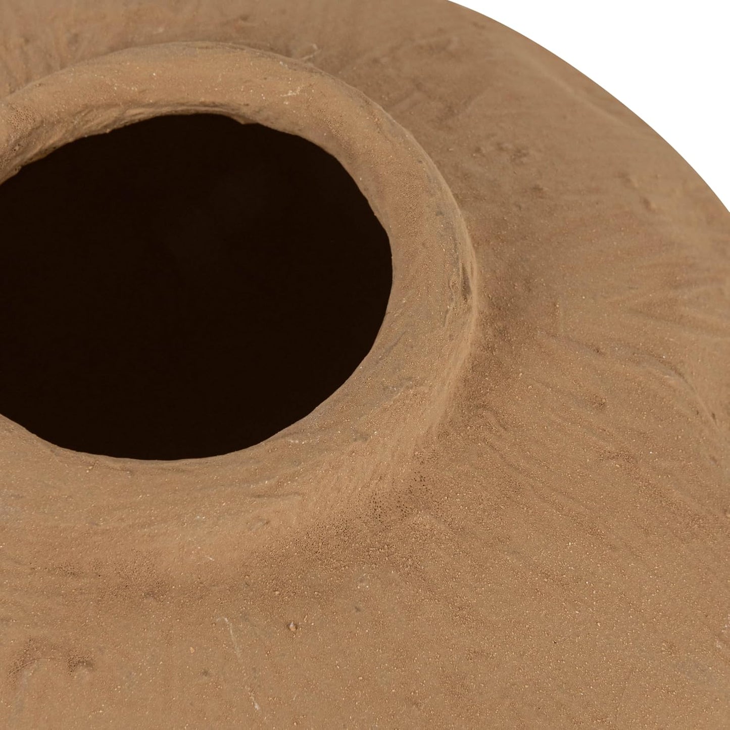 Pinched Organic Shape Terracotta Vase / Taupe / 6.5" Diameter x 5.5" H