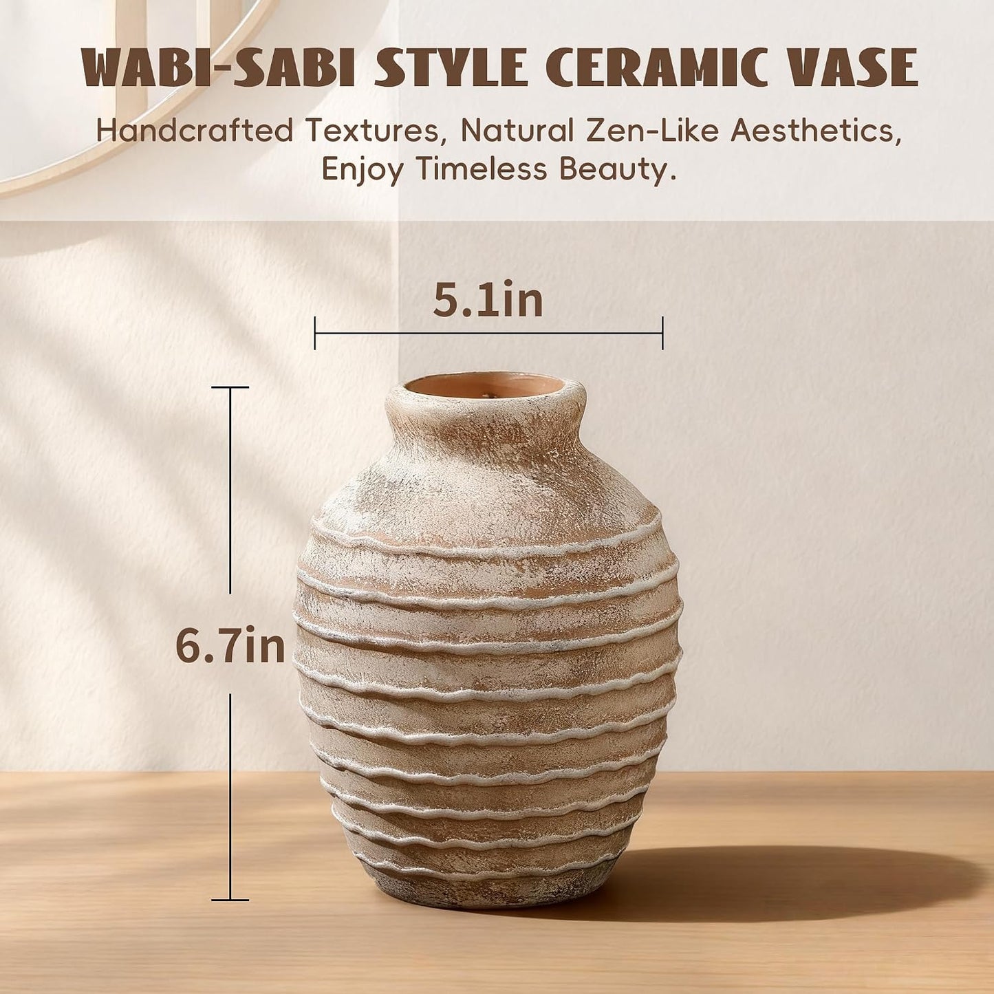 Ceramic Vase for Flowers / Terracotta Brown