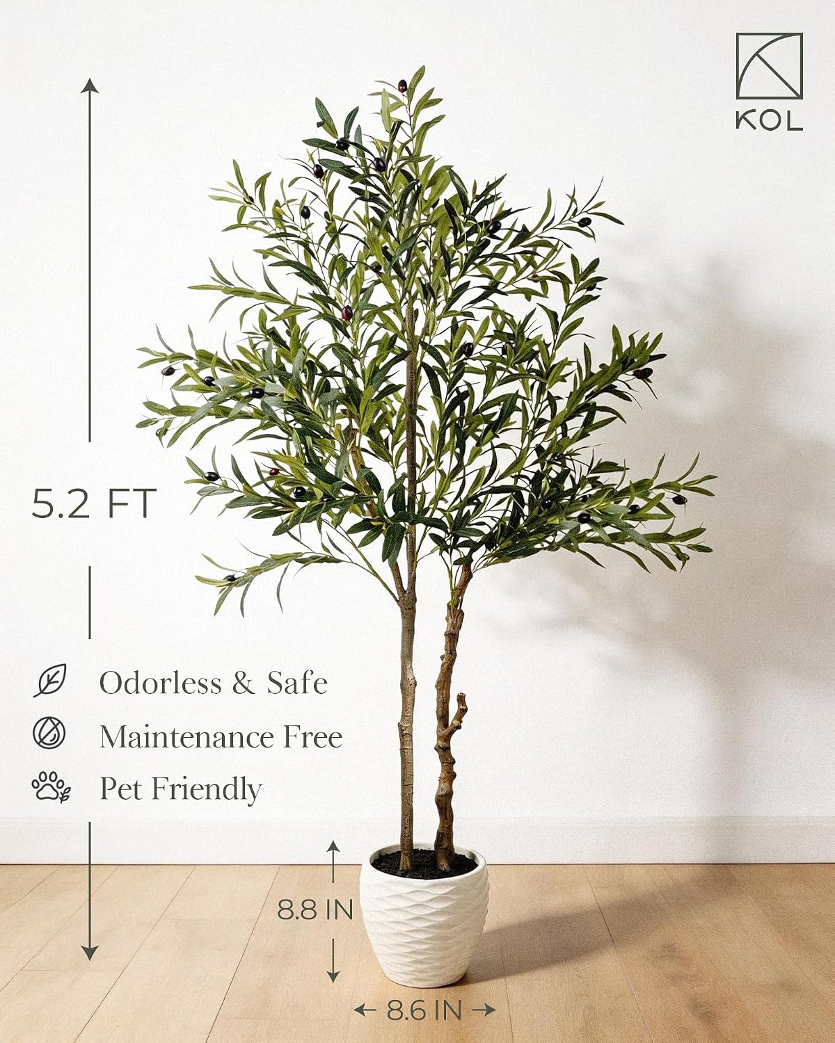 Fake Olive Tree Floor Plant / Matte Beige / 5.2 Inch
