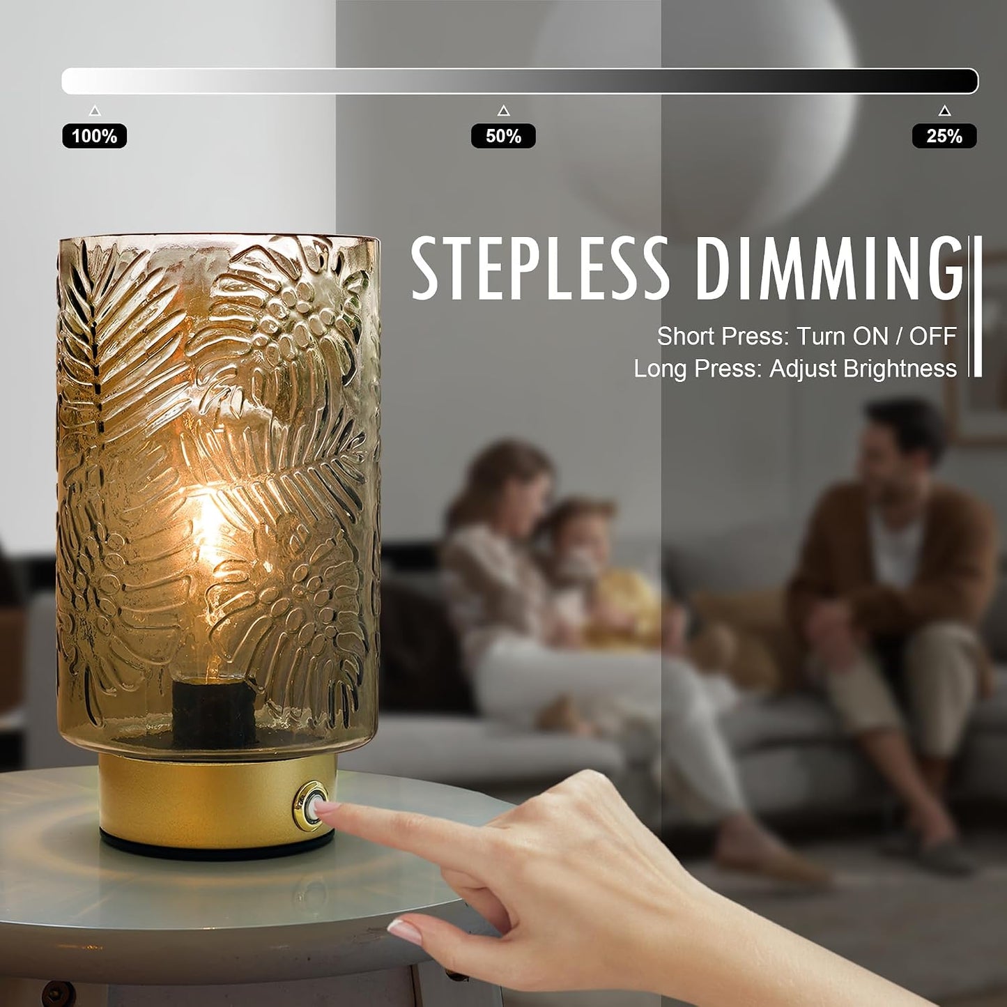 ULAROOM Cordless Lamps Rechargeable Battery Operated lamp,Glass Table Lamp Remote Control-Dimmable Brightness Touch
